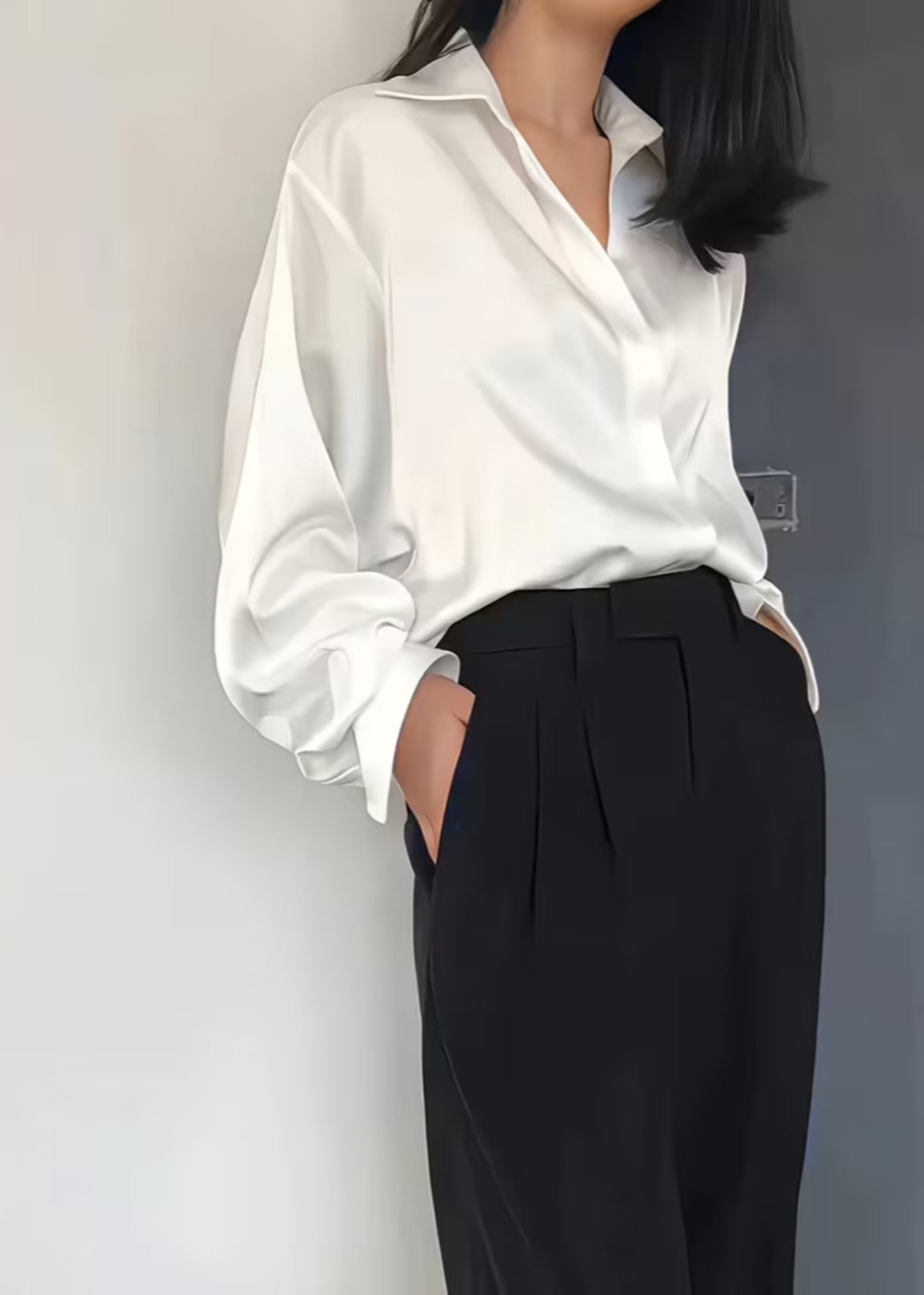 blended satin polyester Formal Shirt in White