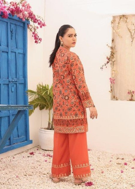 cotton Kurta Set in Rust orange