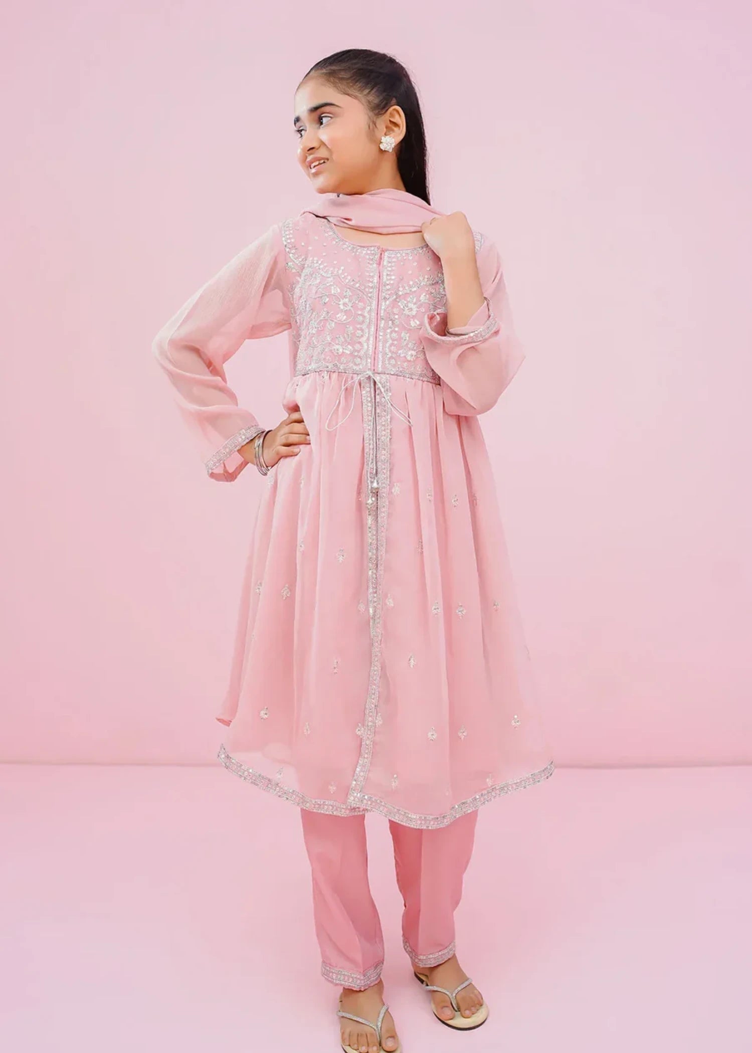chiffon Short Frock in Pink