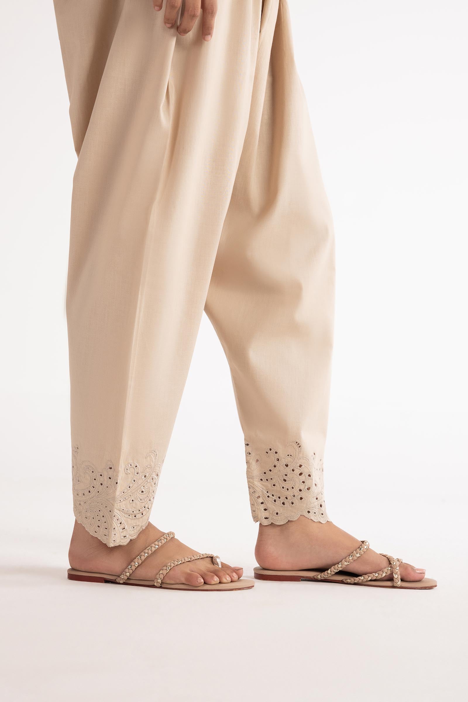 lawn Shalwar in Beige