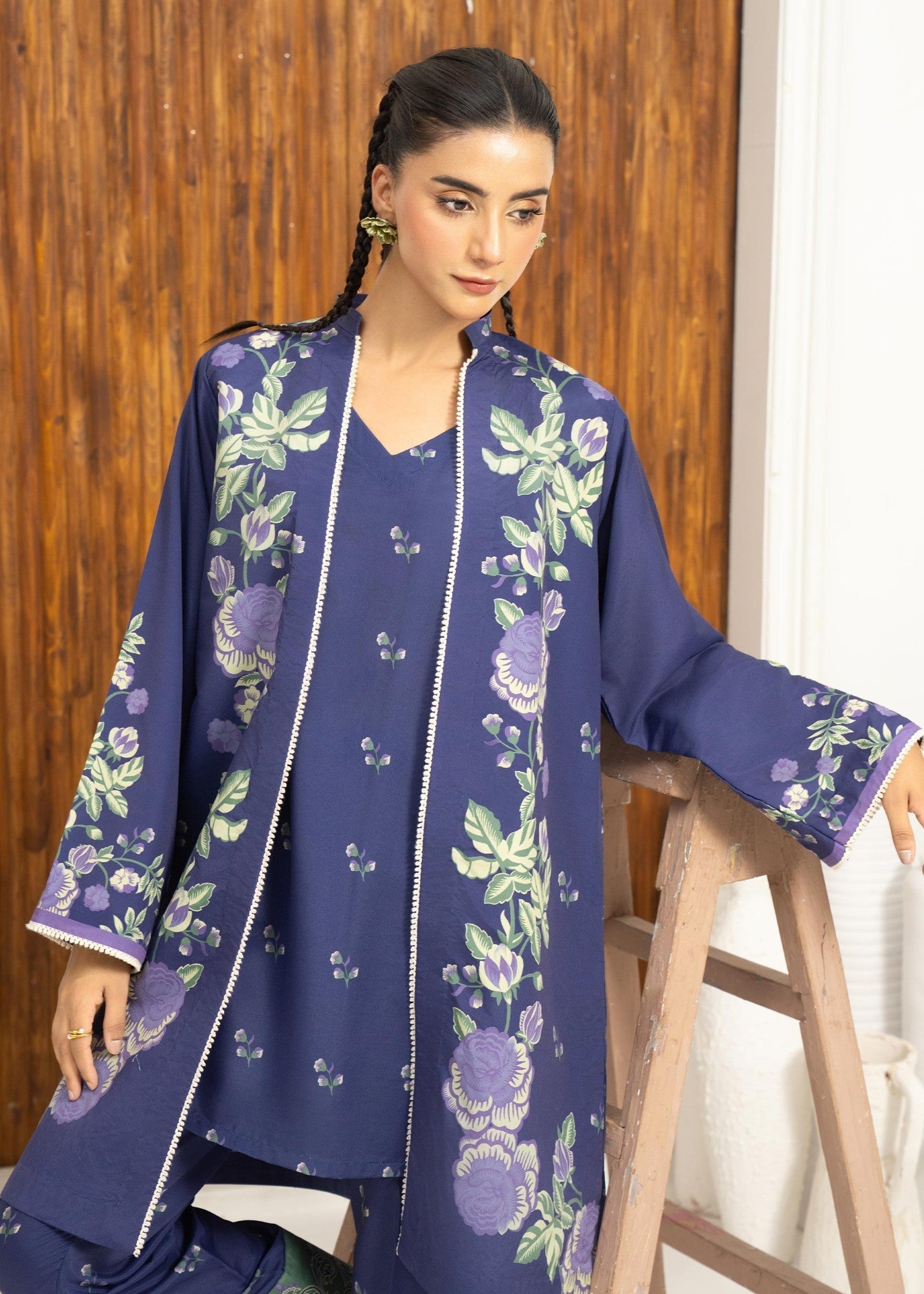 lawn Gown in Navy blue