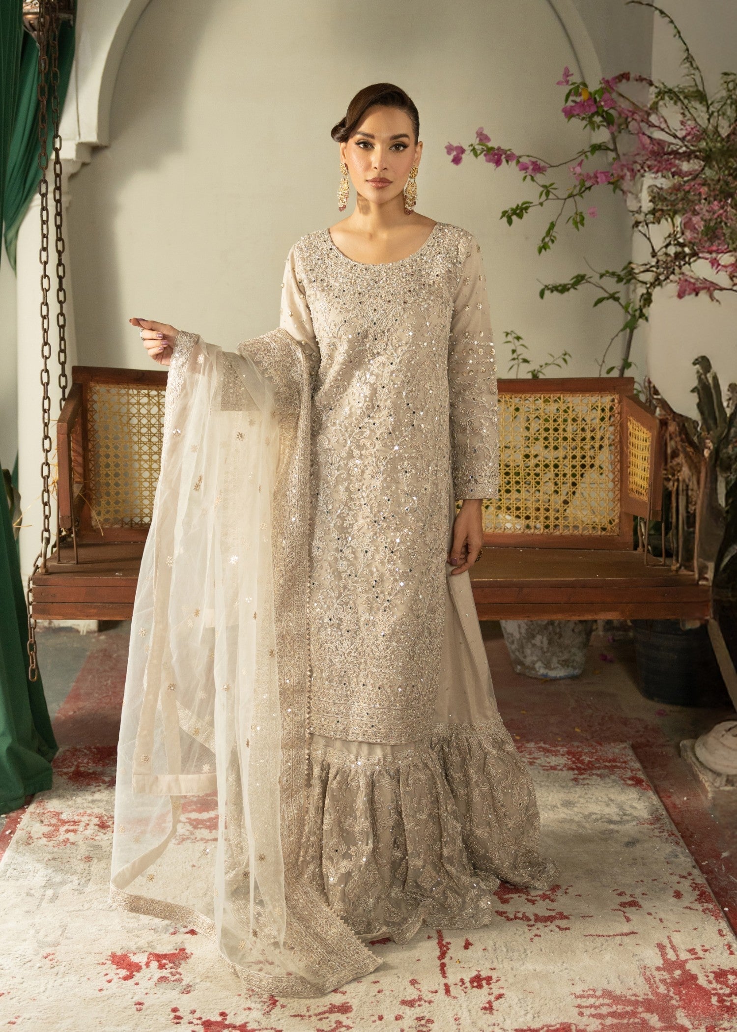 net Gharara in Silver