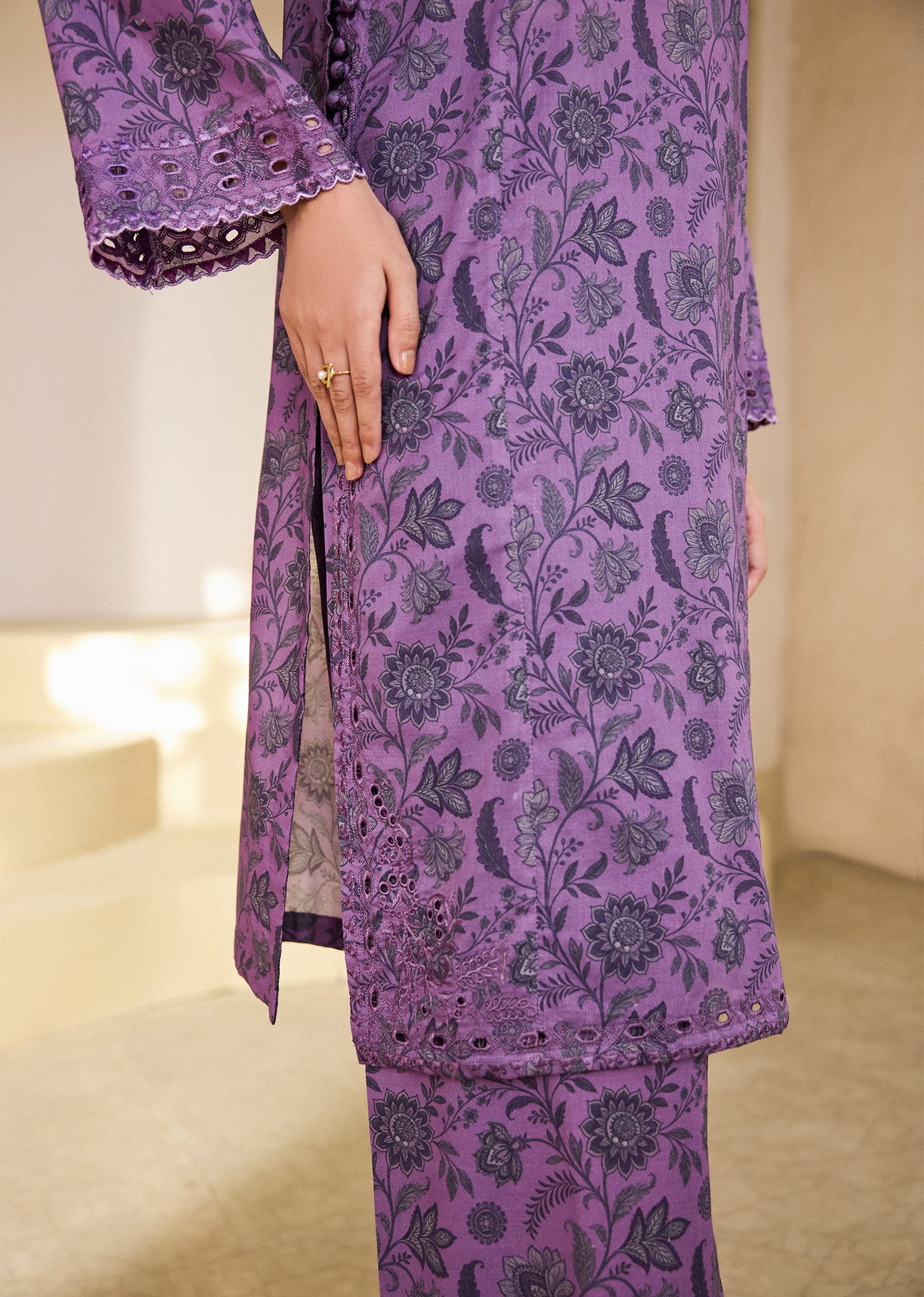 lawn cotton Co Ord Sets in Purple