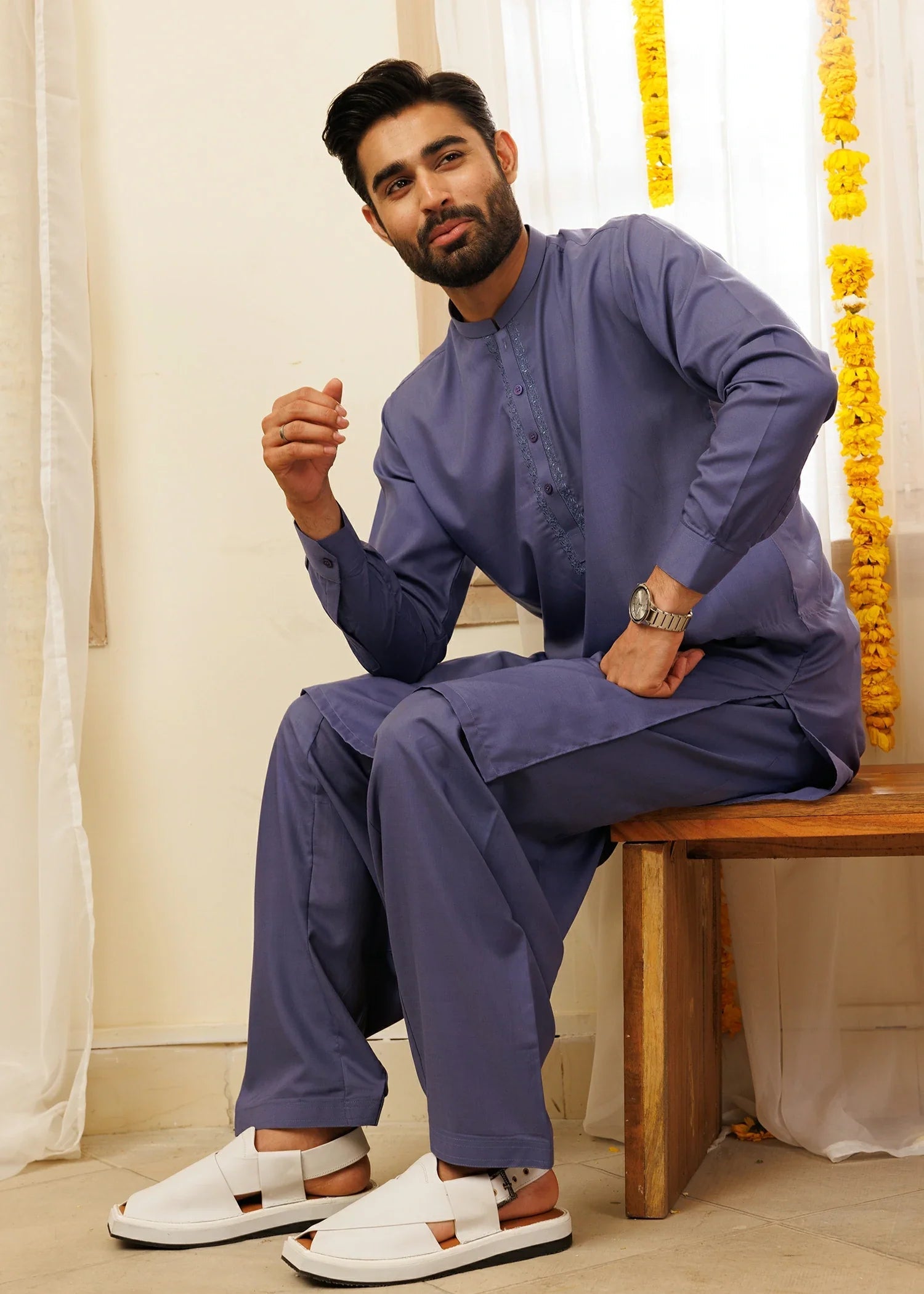 wash & wear Shalwar Kameez in Purple mountain majesty by Black Pearl