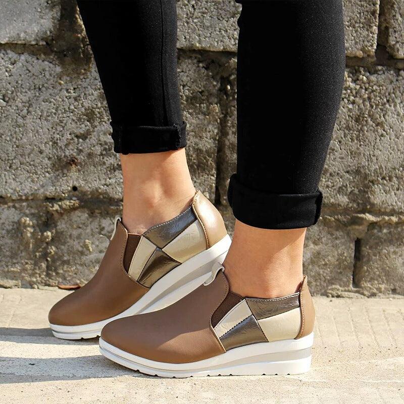 Plus Size 2020 Spring And Summer New Single Shoes Women'S Wedge Heel Color Matching Platform Loafers Sports Women'S Shoes