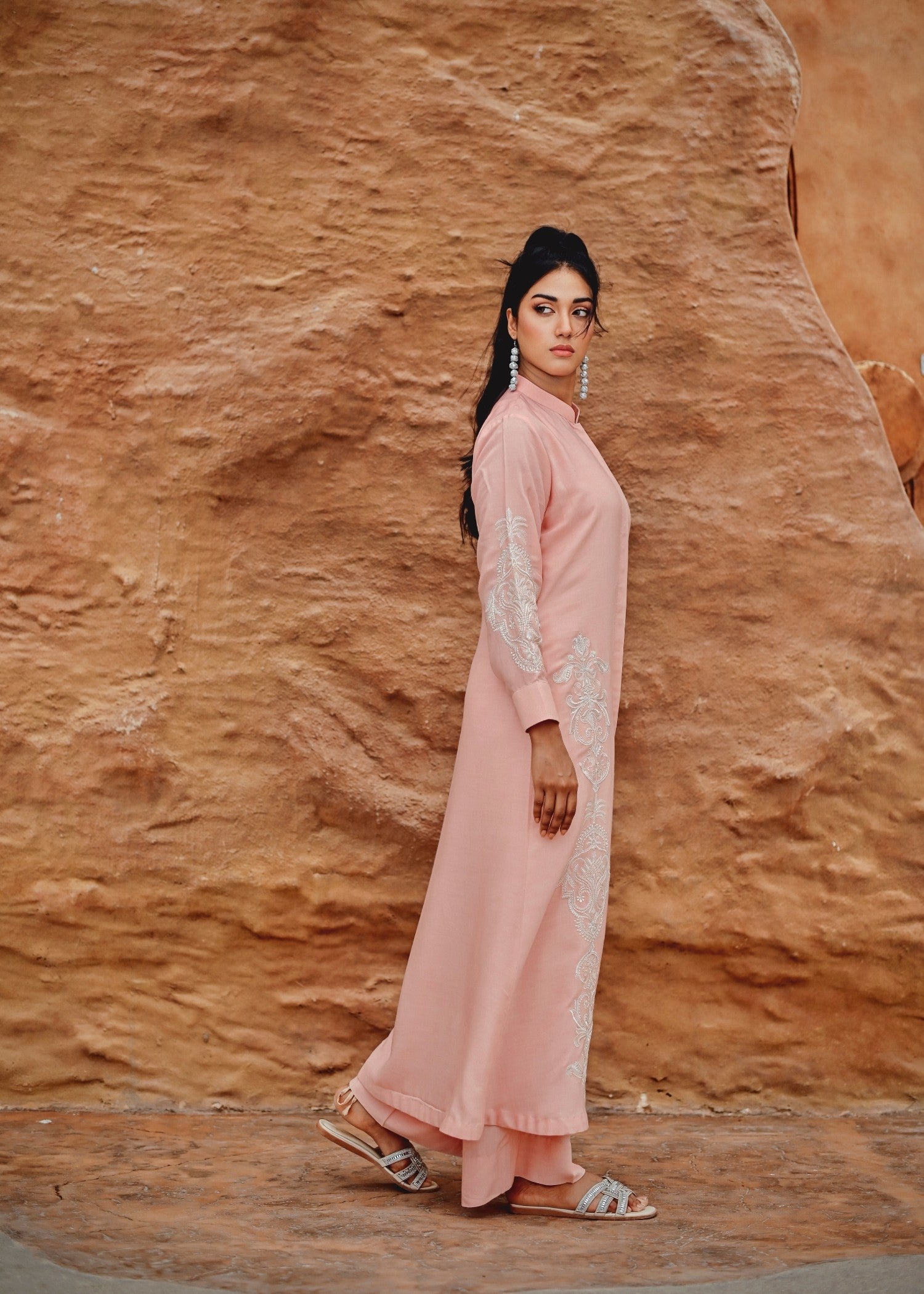 cotton viscose Kurta Set in Blush pink