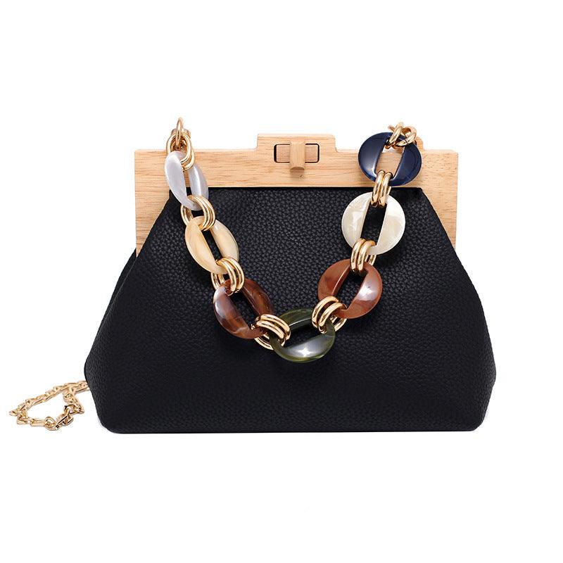 Colorful disc acrylic chain women's shoulder bag