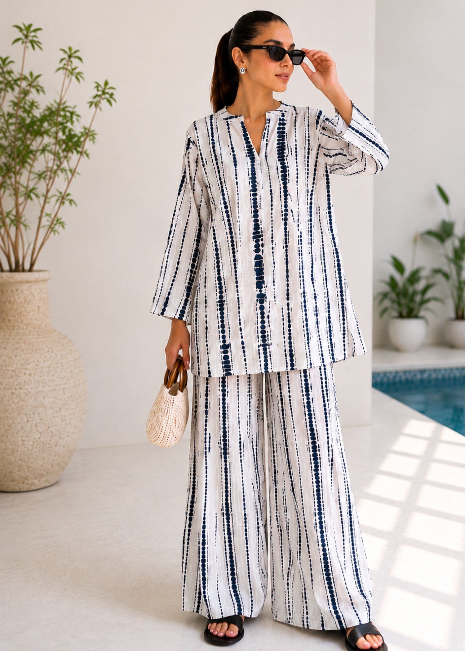 poly lawn Co Ord Sets in Chalk, midnight