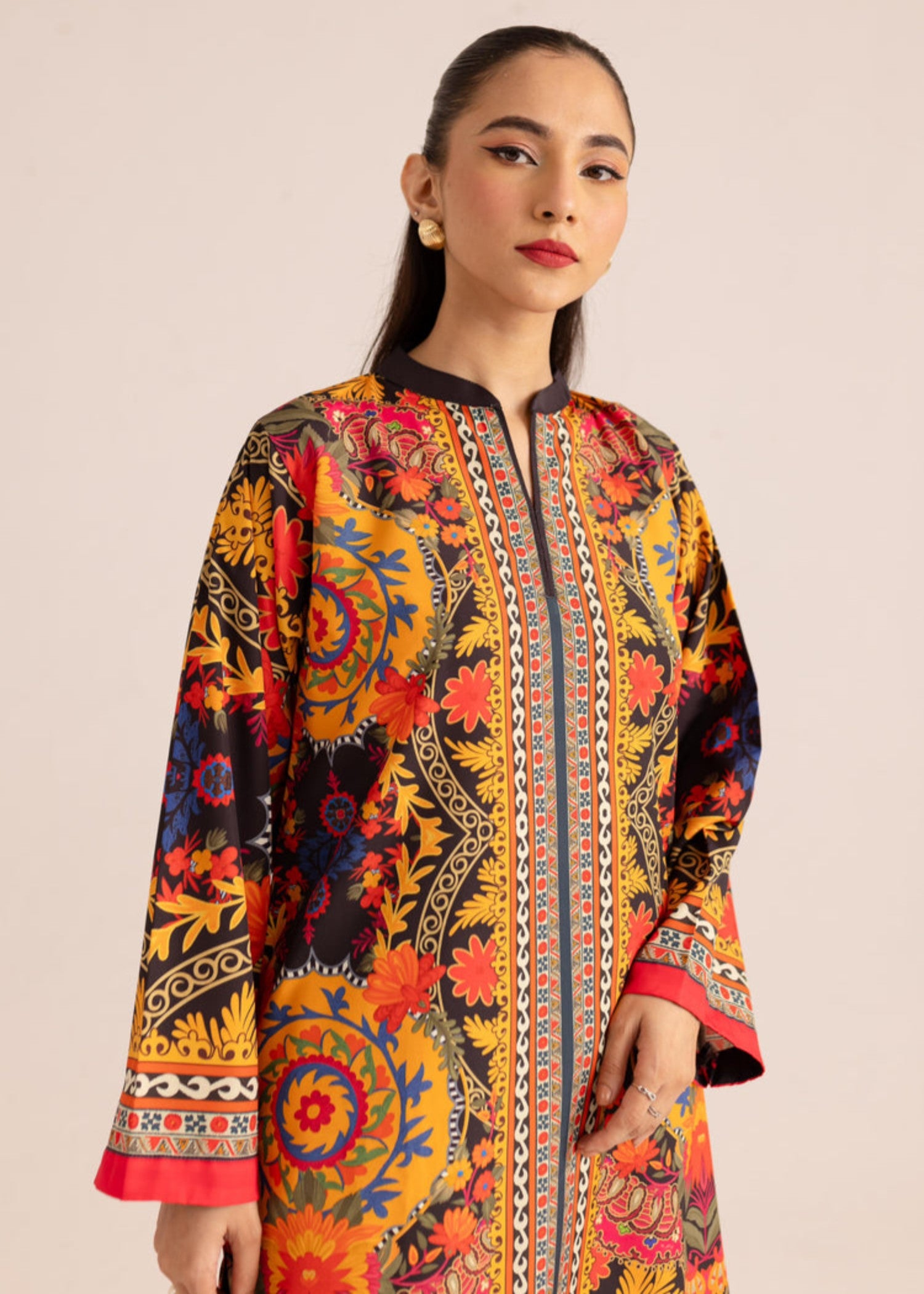 silk Kurta Set in Pumpkin orange