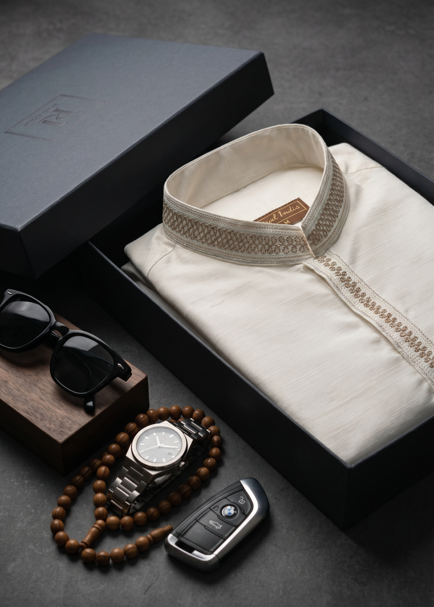textured wash & wear Shalwar Kameez in Off-white by Real Image Clothing