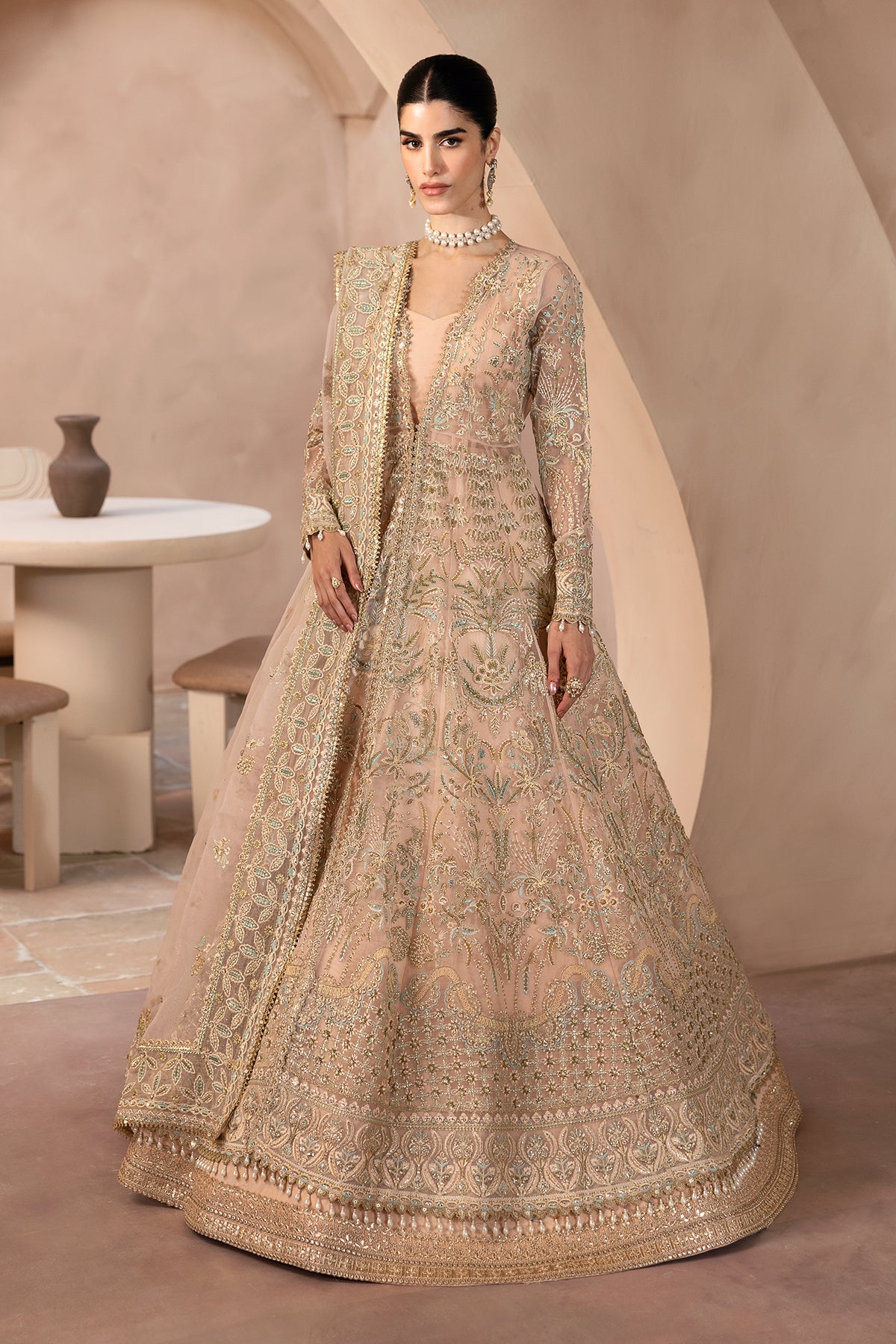 organza Gown in Peach orange