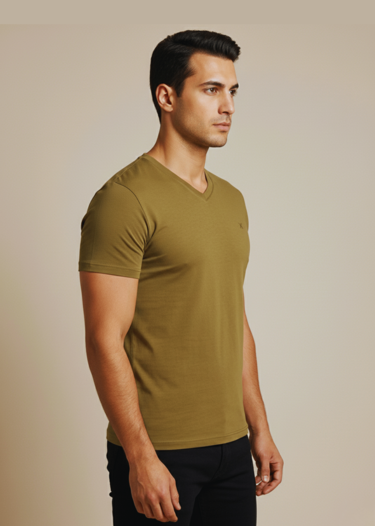 jersey knit T Shirt in Olive green by Pinstripe