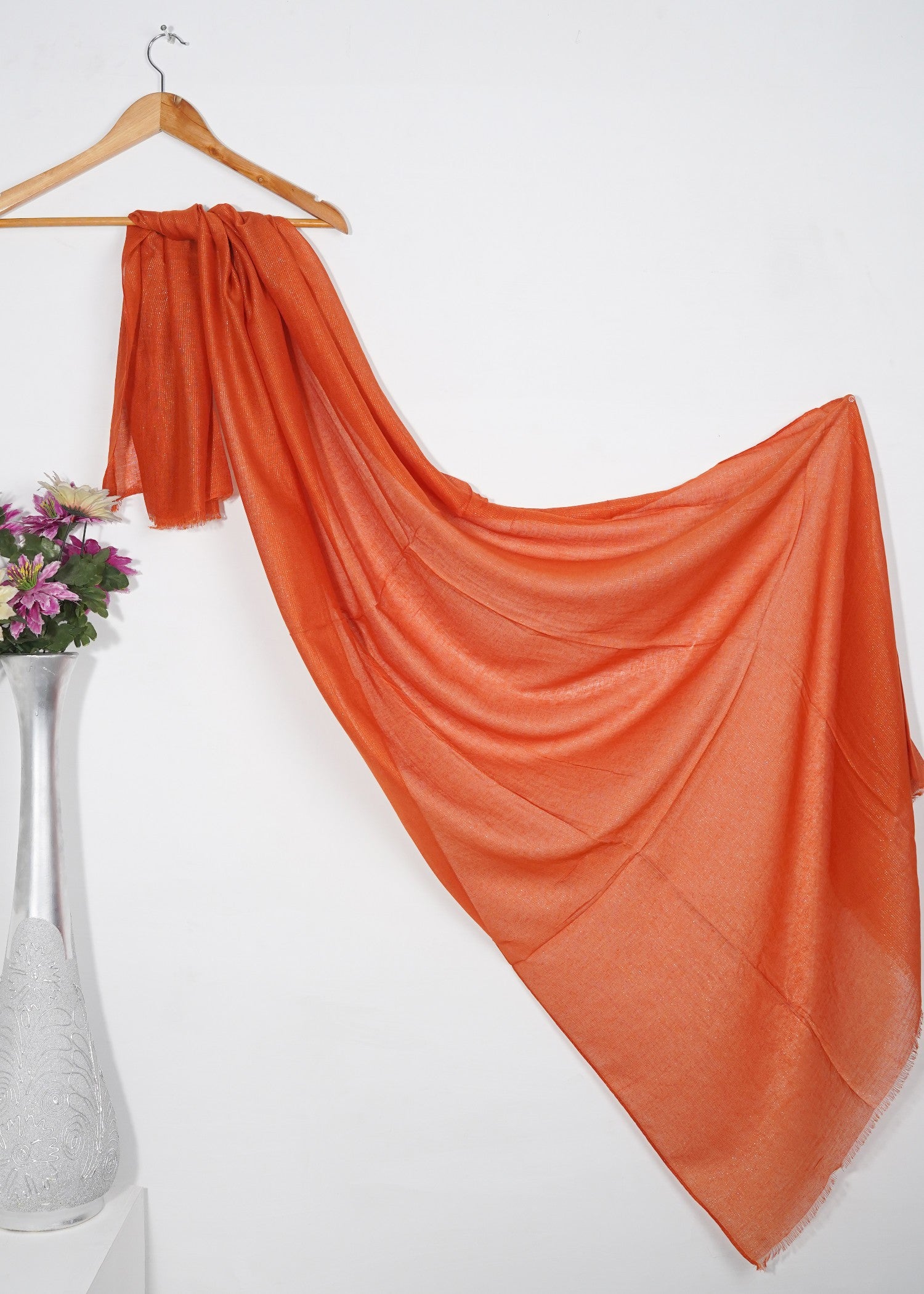 zari lawn Hijab in Coral orange