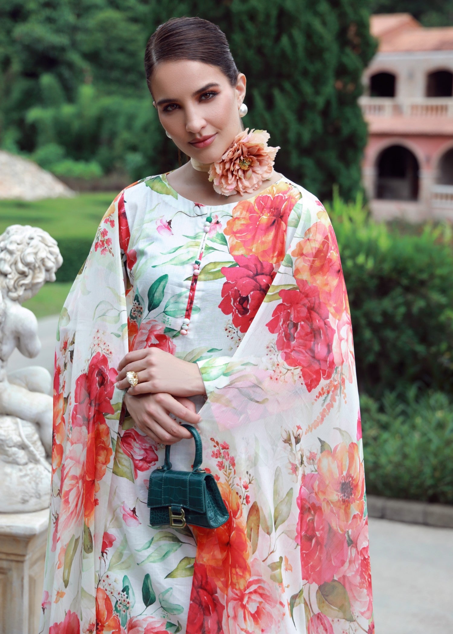 lawn Sharara in White