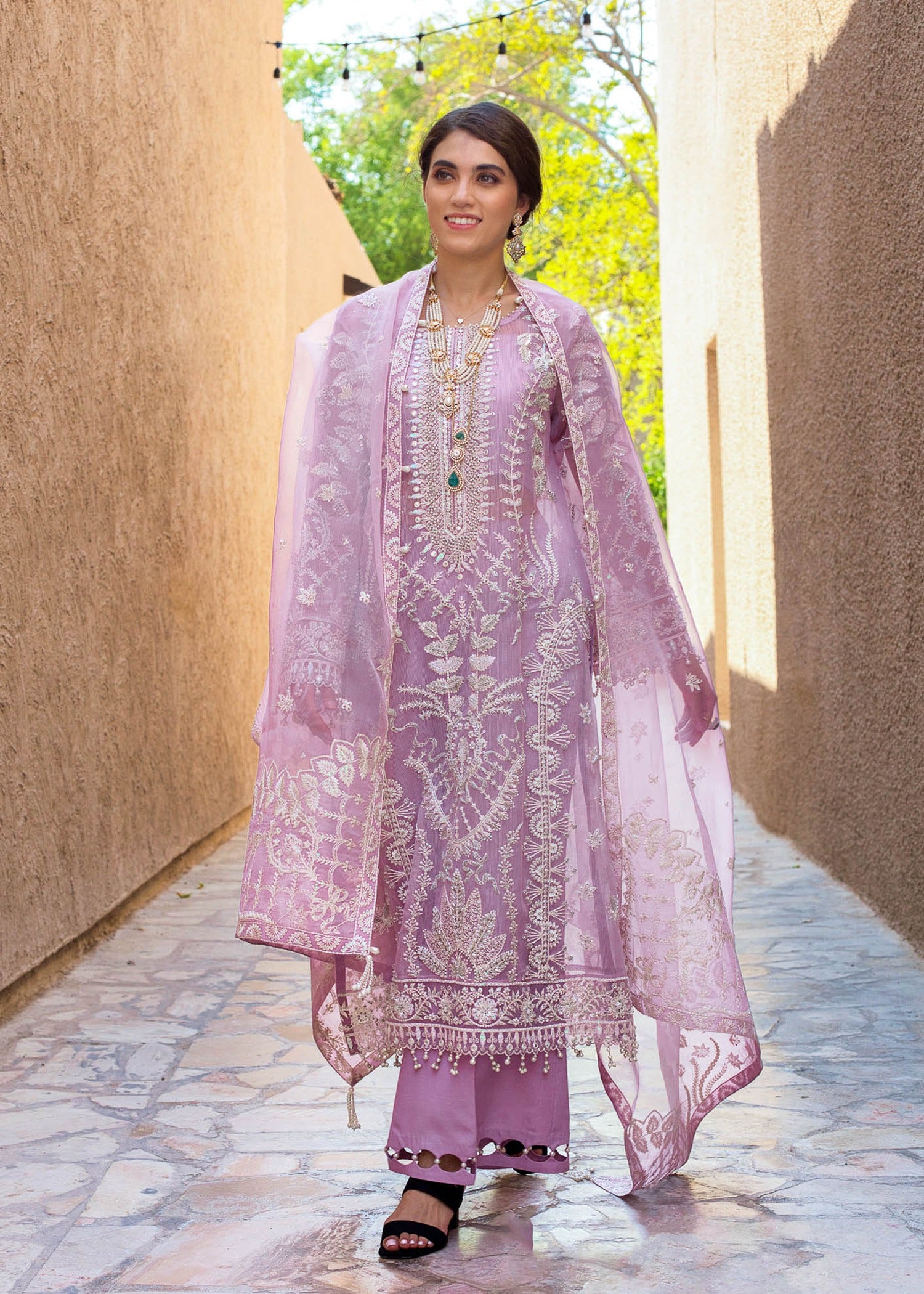 silk cotton net Unstitched in Purple