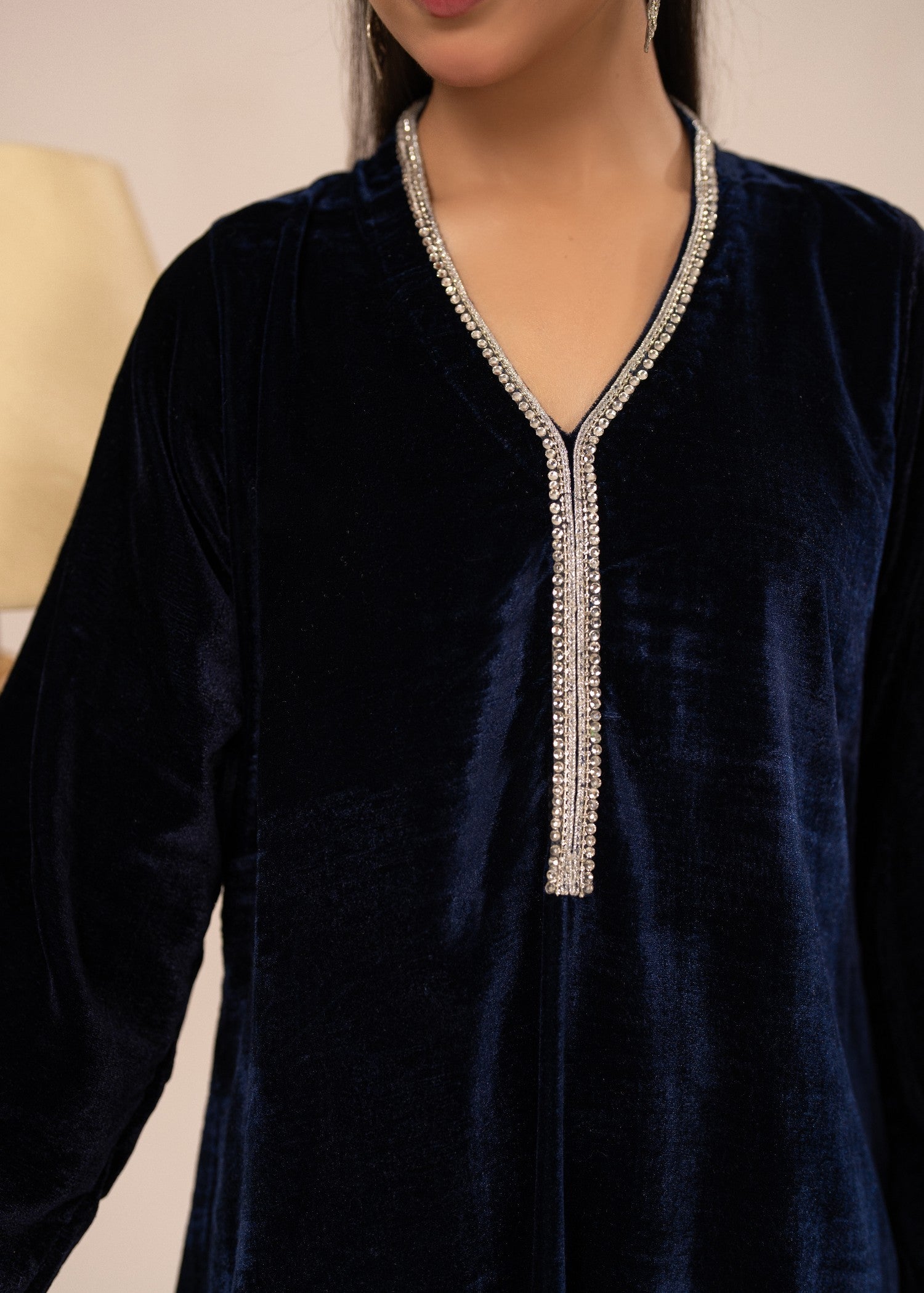 velvet Kaftan in Navy blue