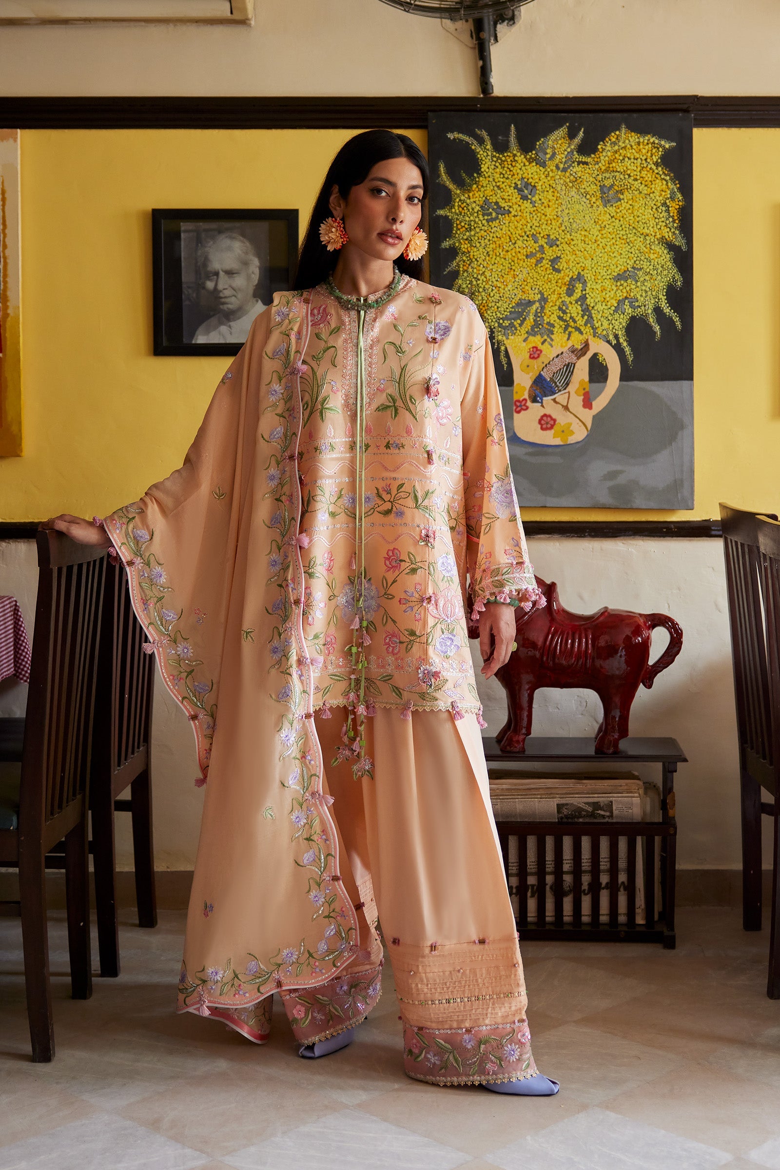 Festive Luxury Lawn – Apricot Mallow Bloom (Z-09)