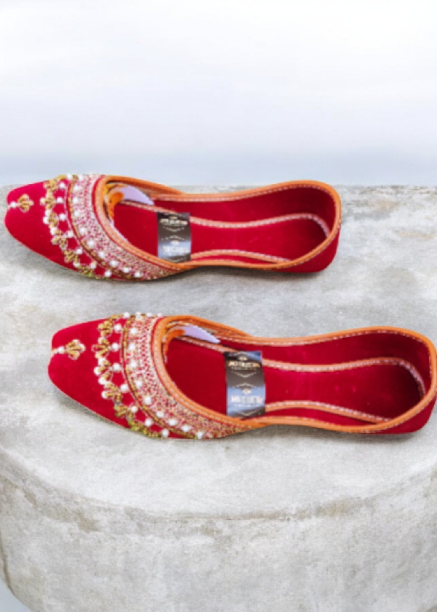 Khussa in Cardinal red by - High Quality Women Khussa BUG1151