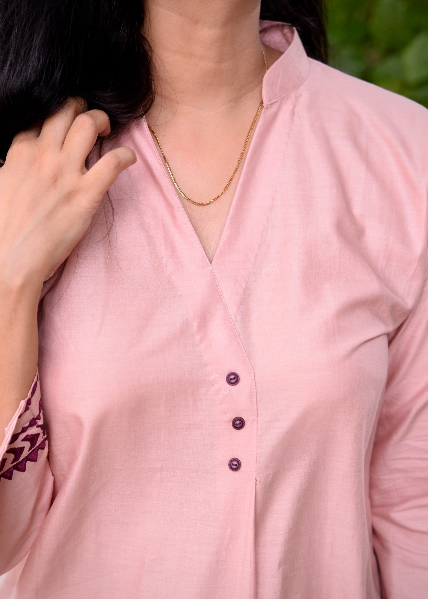 lawn Kurta Set in Plum, rose pink