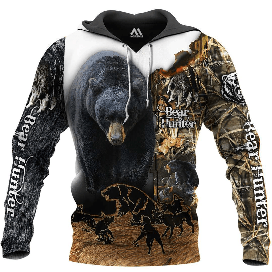 American Super plus Size Men Sweater Bear Stupid Bear Series Hooded Pullover Sweater Casual Long-Sleeved