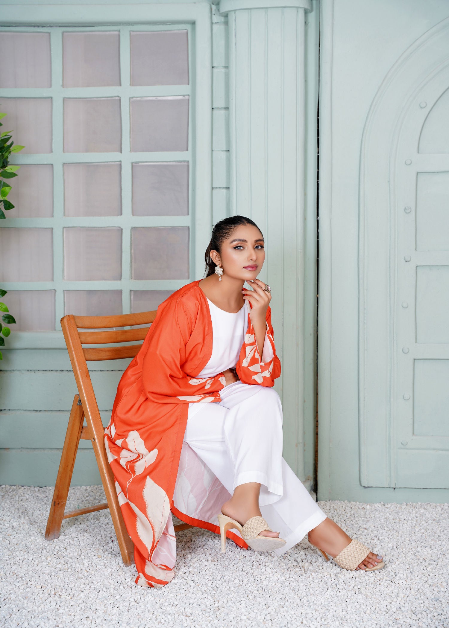 crepe Gown in Pumpkin orange