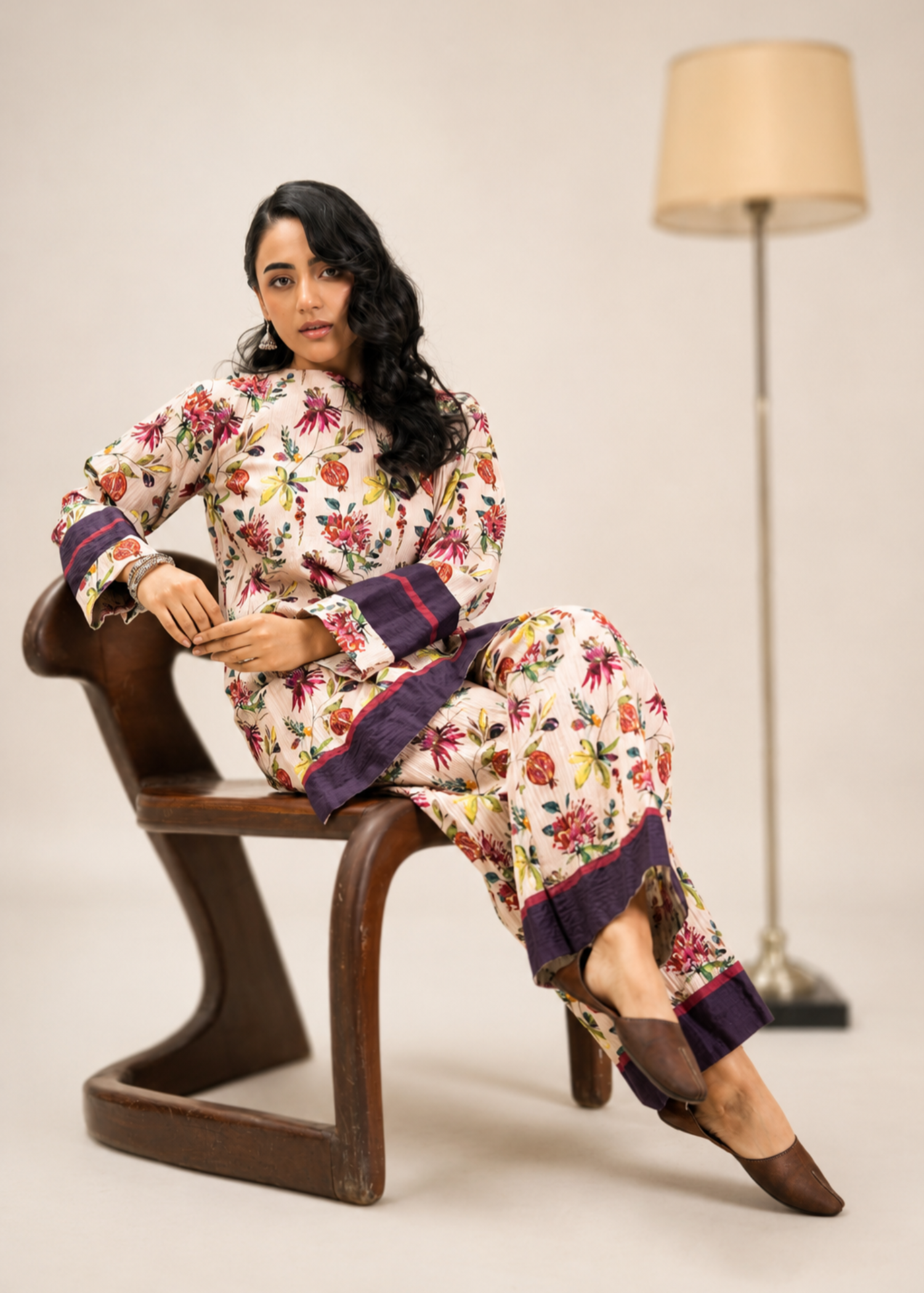 seersucker Co Ord Sets in Beige, deep purple, lavender pink