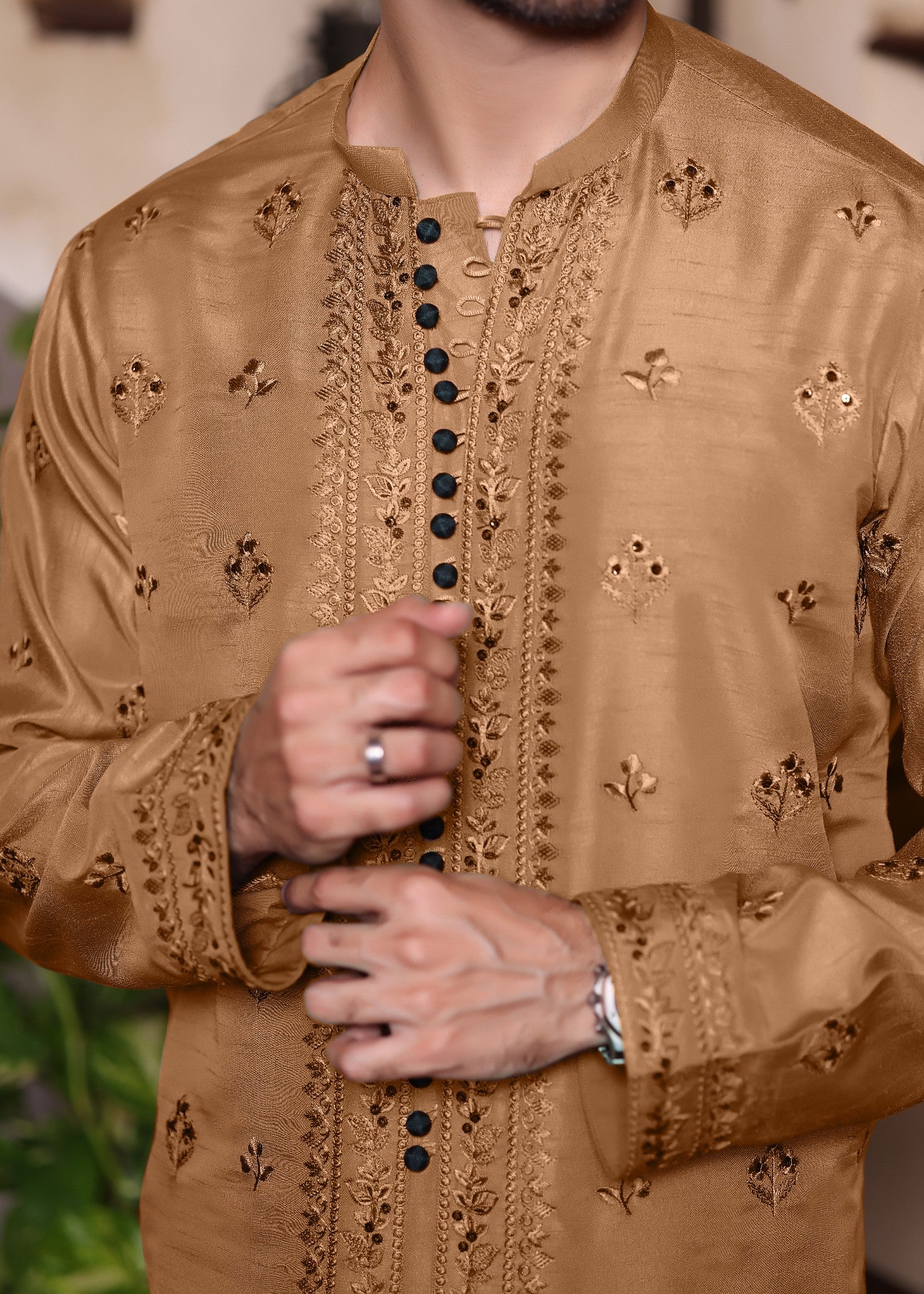 pk raw silk Kurta Set in Tangerine