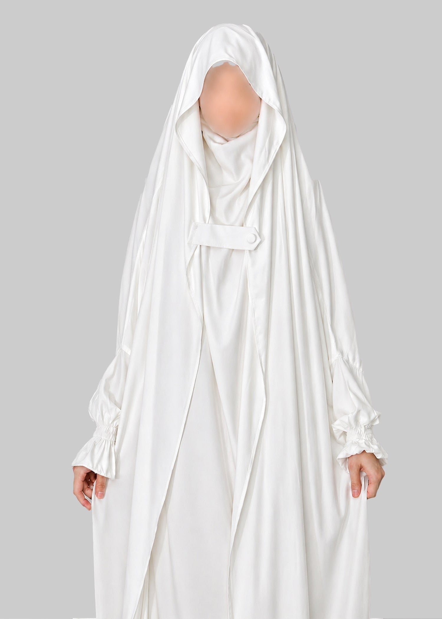 interlock knit Jilbab in White