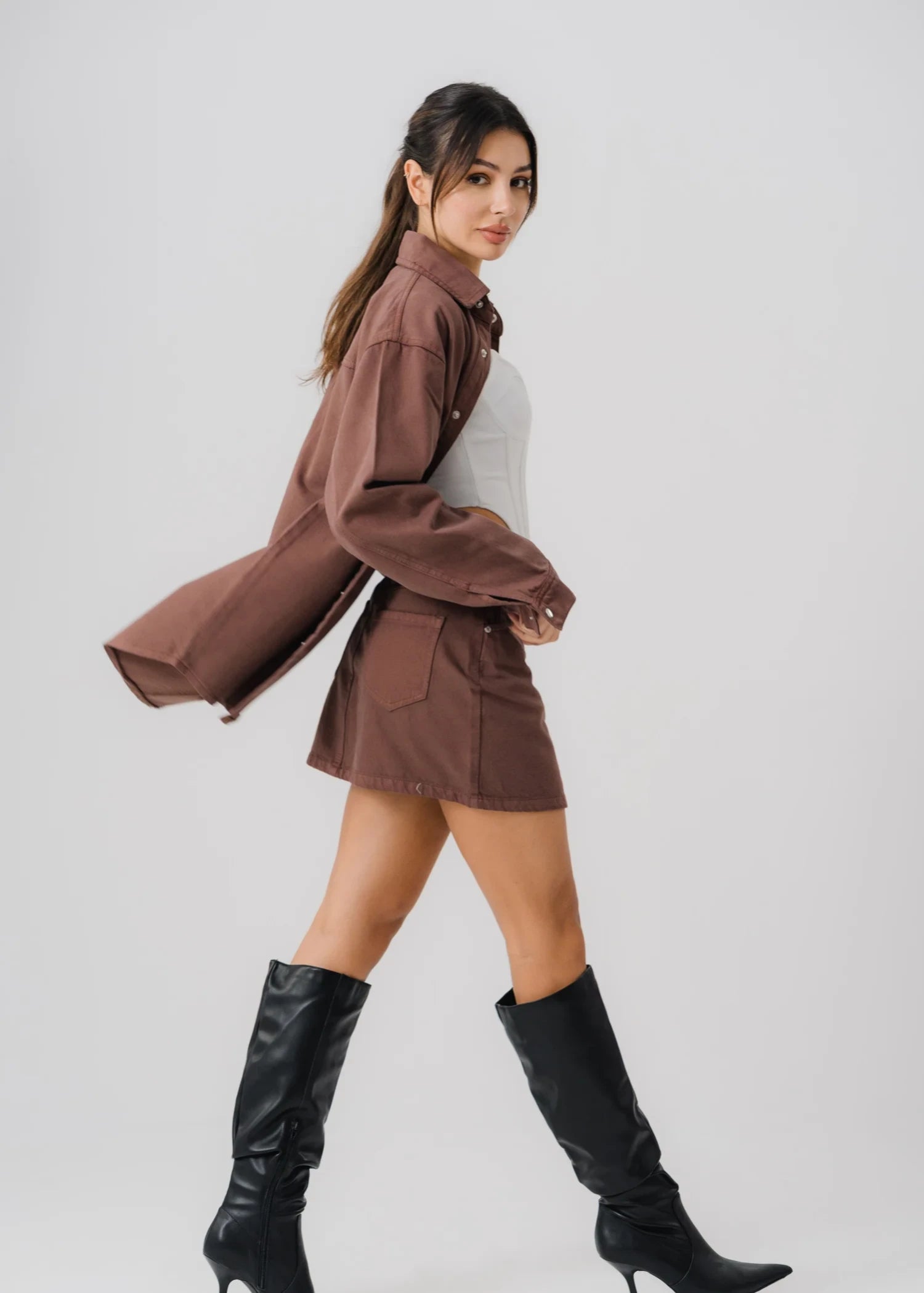 cotton Skirt in Brown