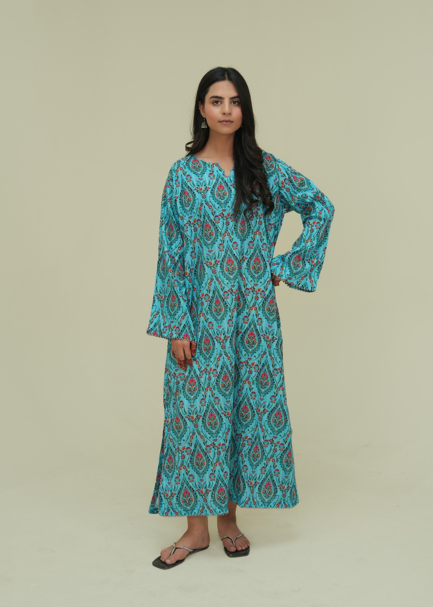 lawn Kaftan in Dark cyan