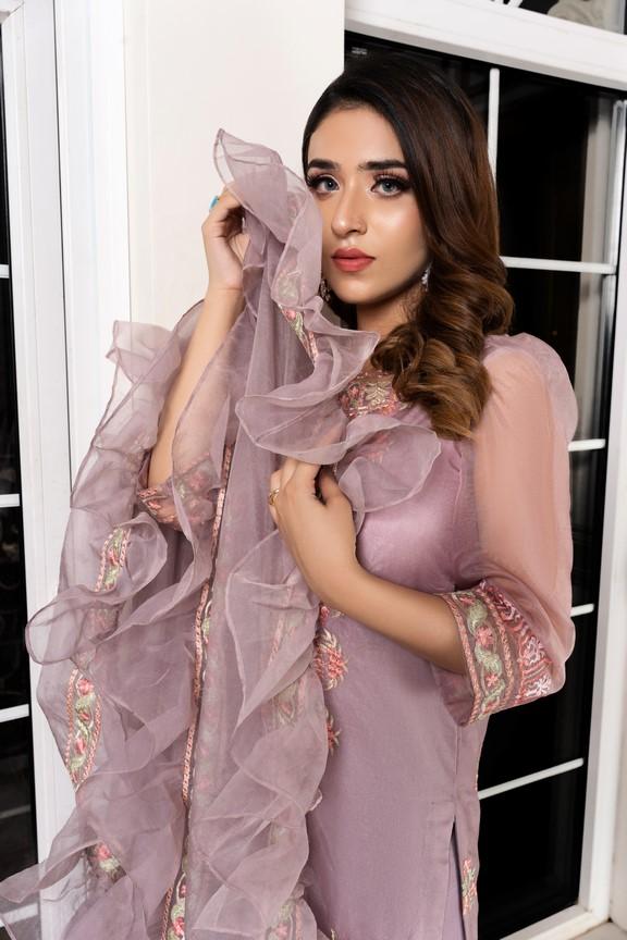 organza Unstitched in Pink