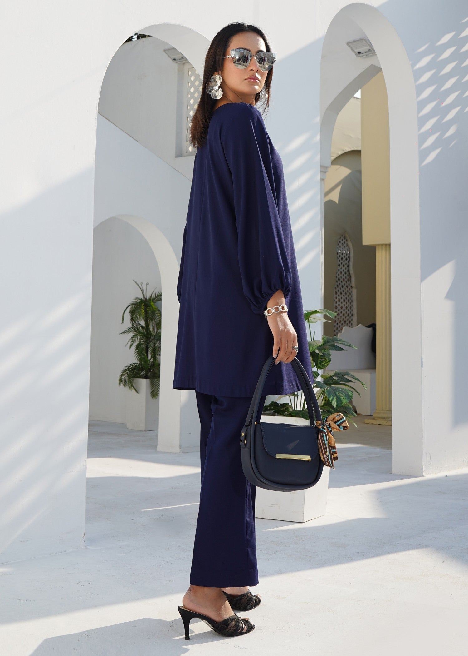 silk georgette Co Ord Sets in Navy blue