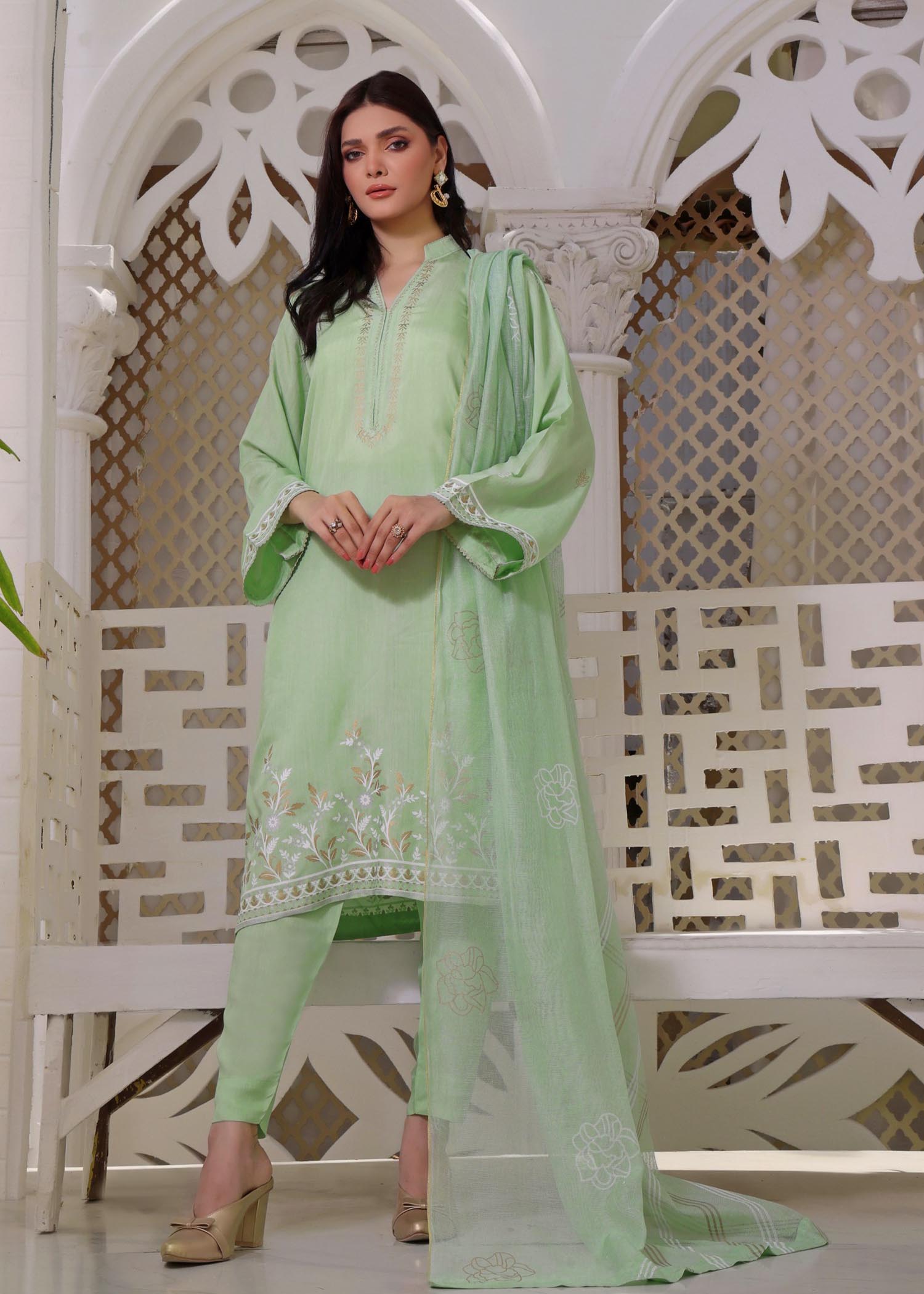 silk Unstitched in Apple green