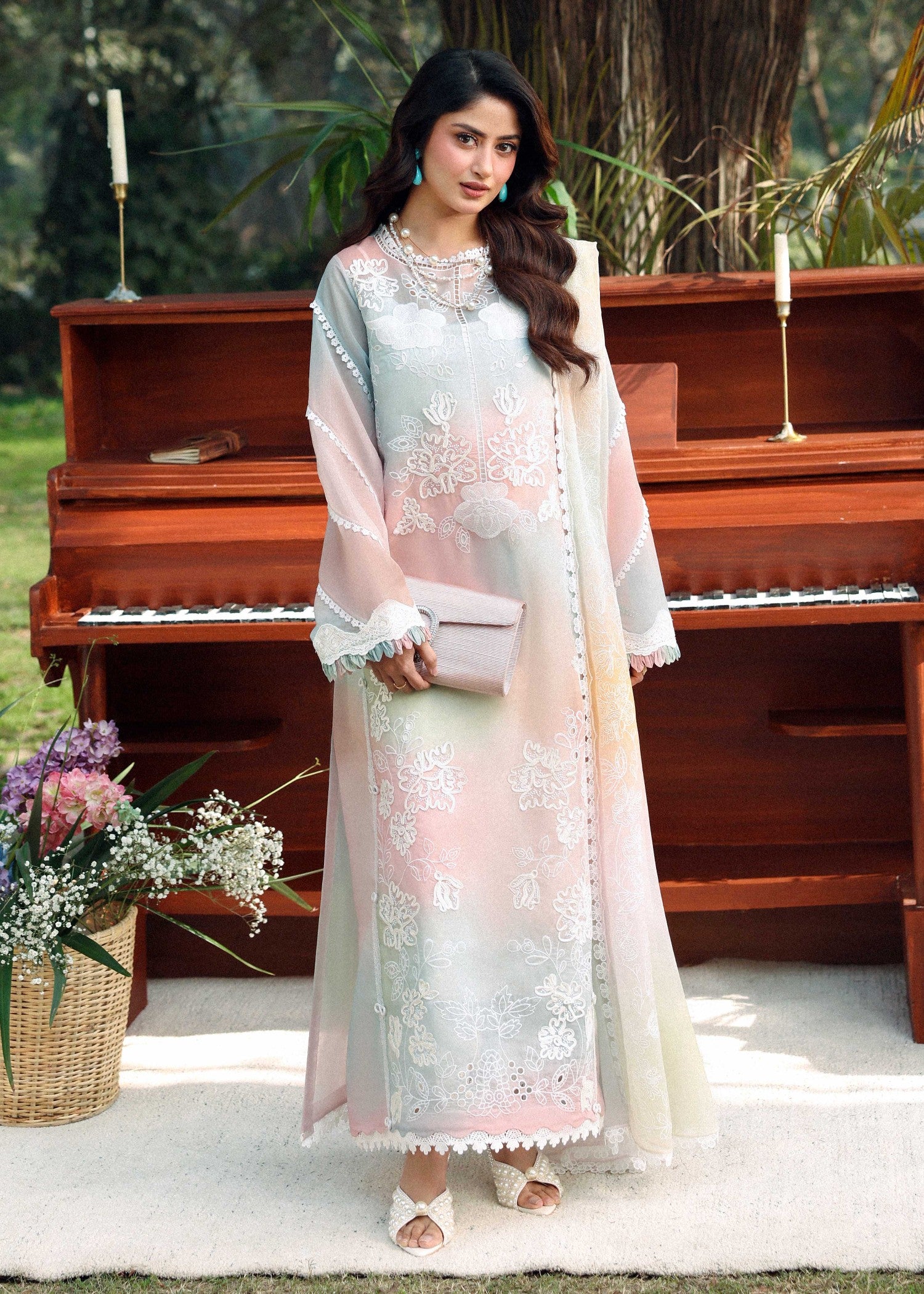 swiss voil Kurta Set in Multi