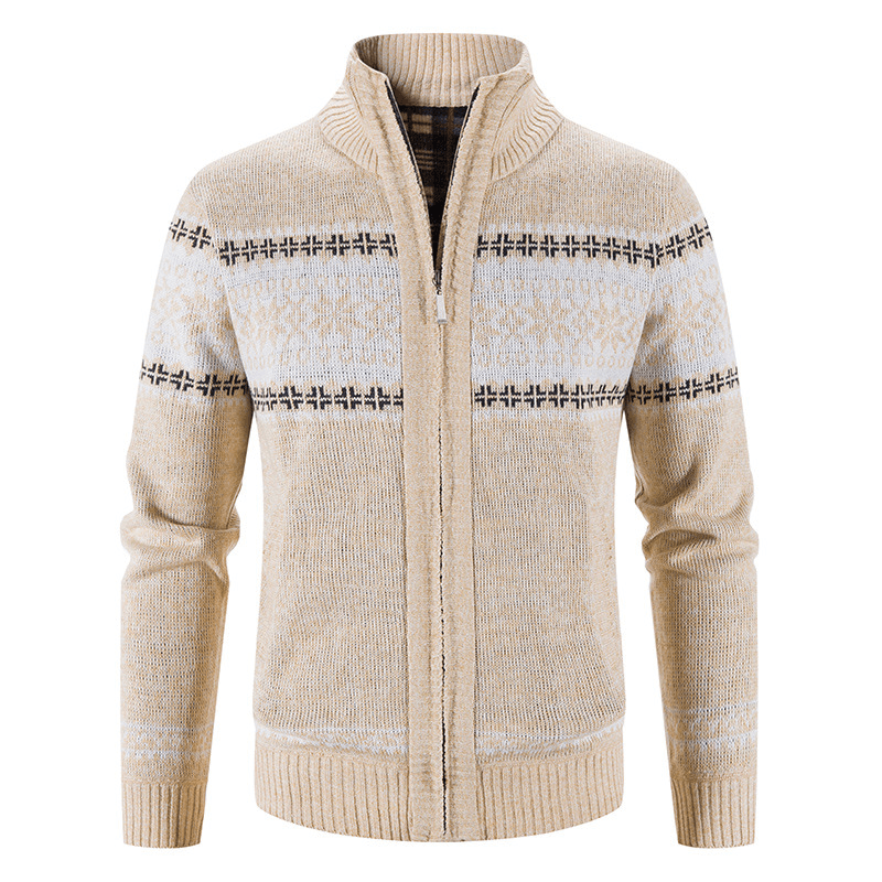 Men'S Color Block Christmas Snowflake Jacket