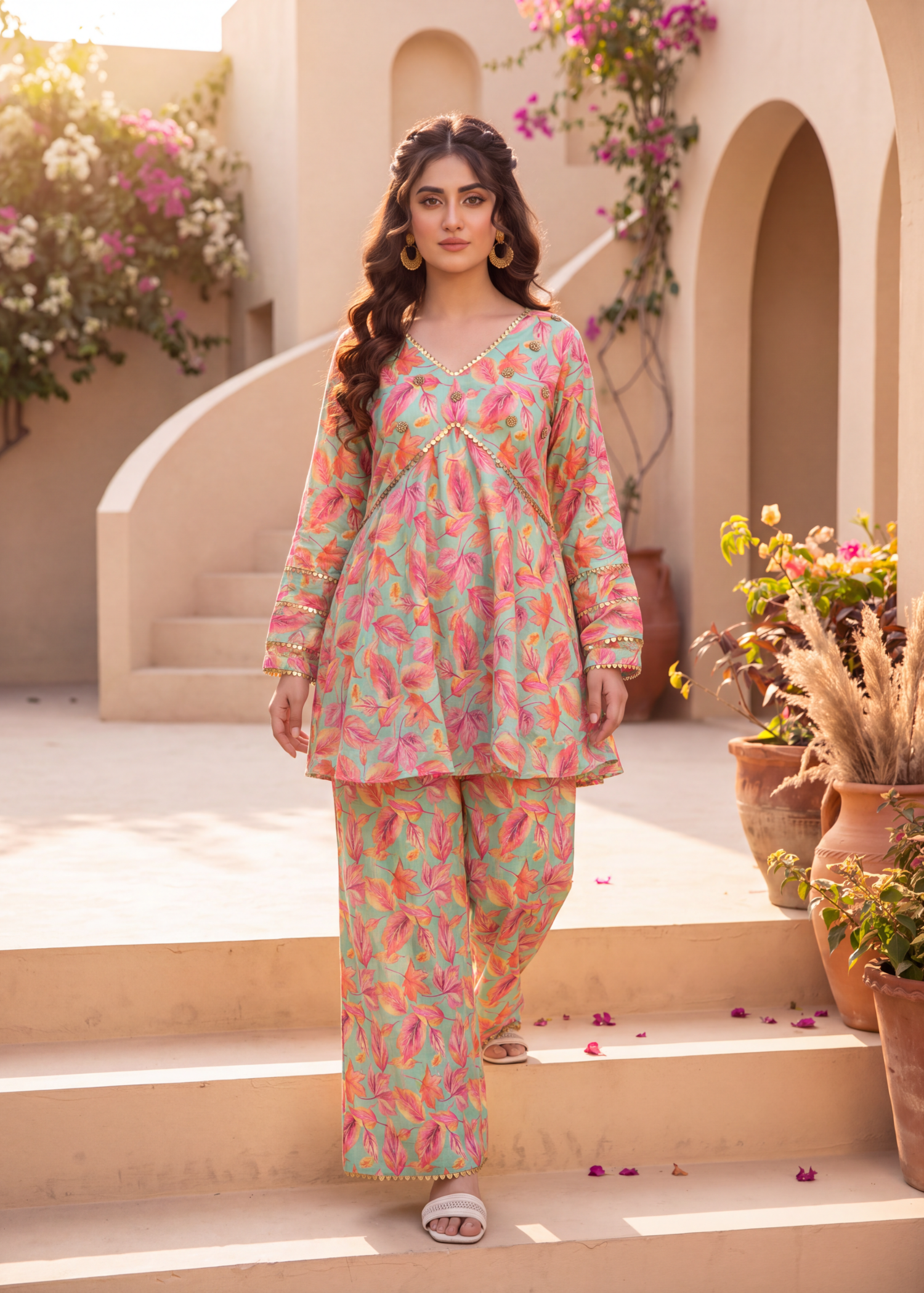 lawn Co Ord Sets in Aquamarine, lollipop pink