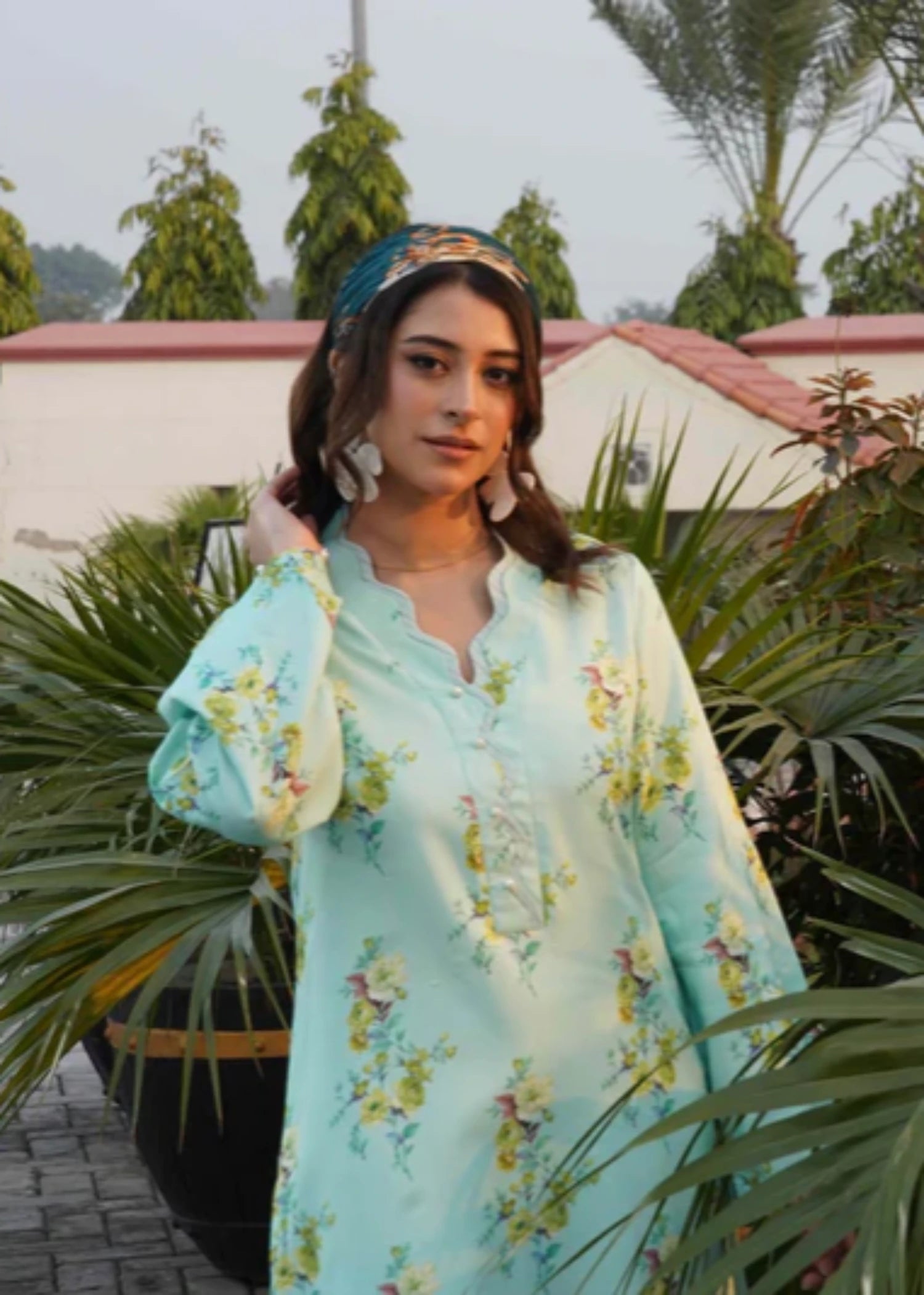 viscose Kurta Set in Aquamarine