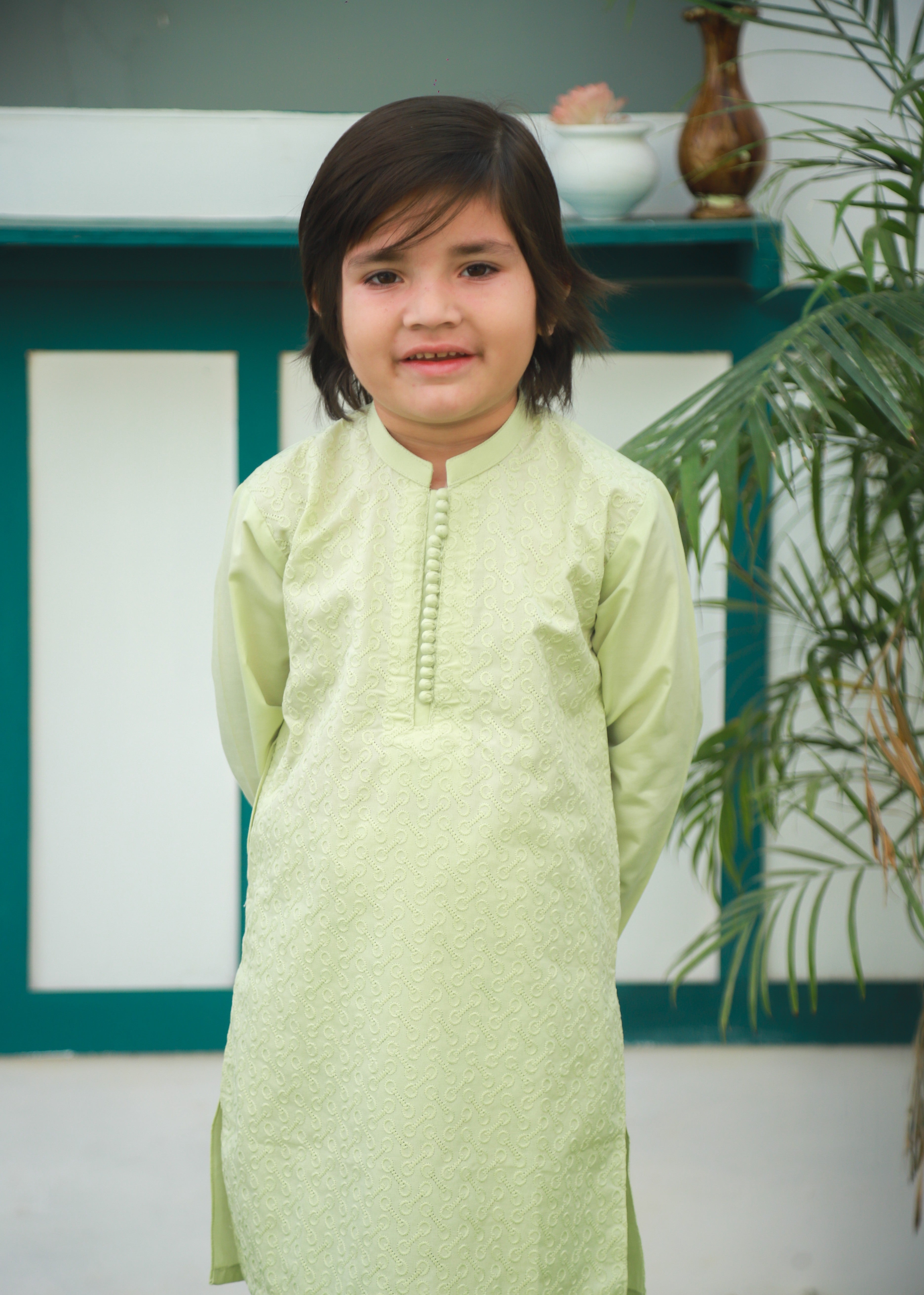 cotton Kurta Set in Tea green
