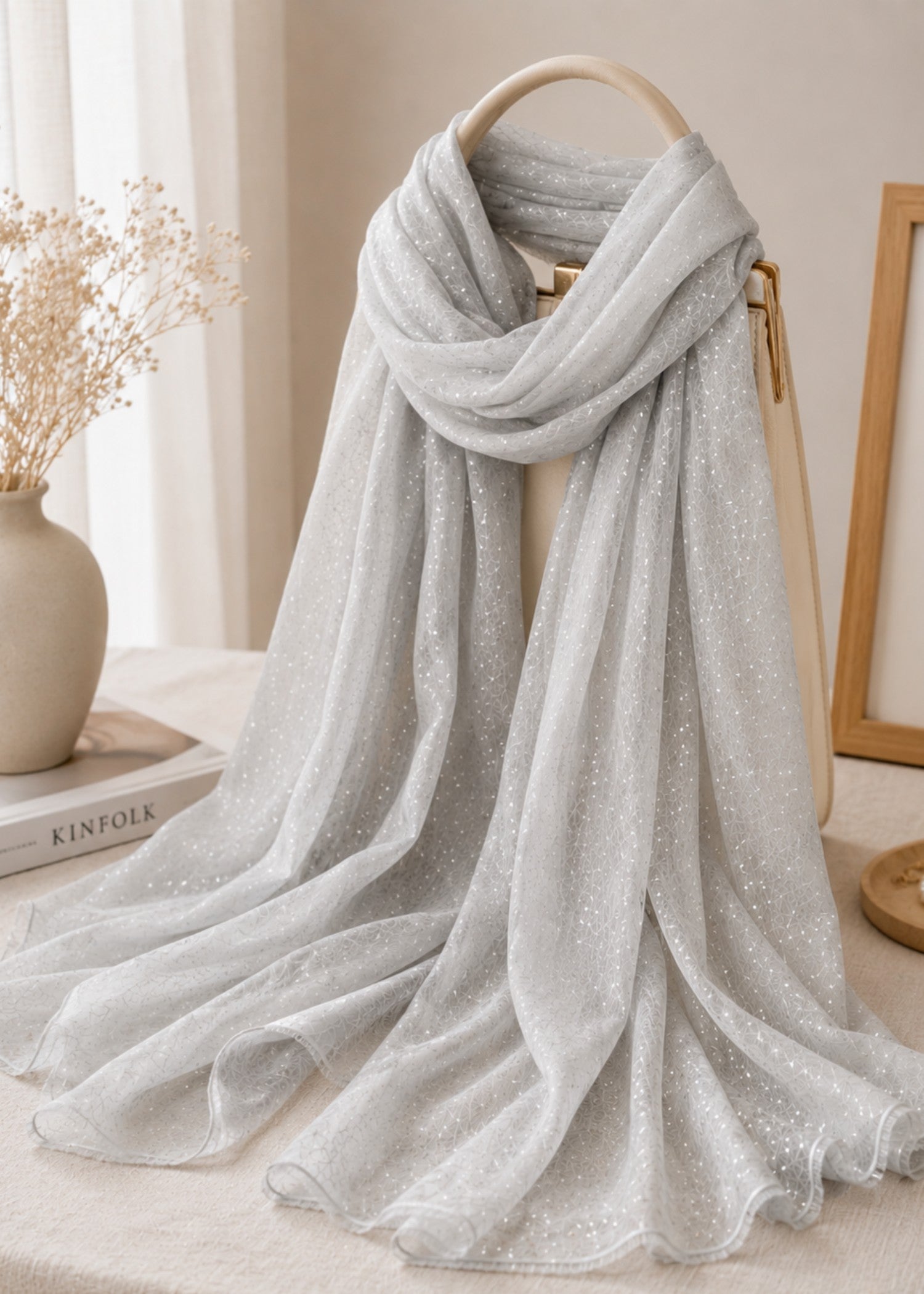 slub lawn Hijab in Pastel grey
