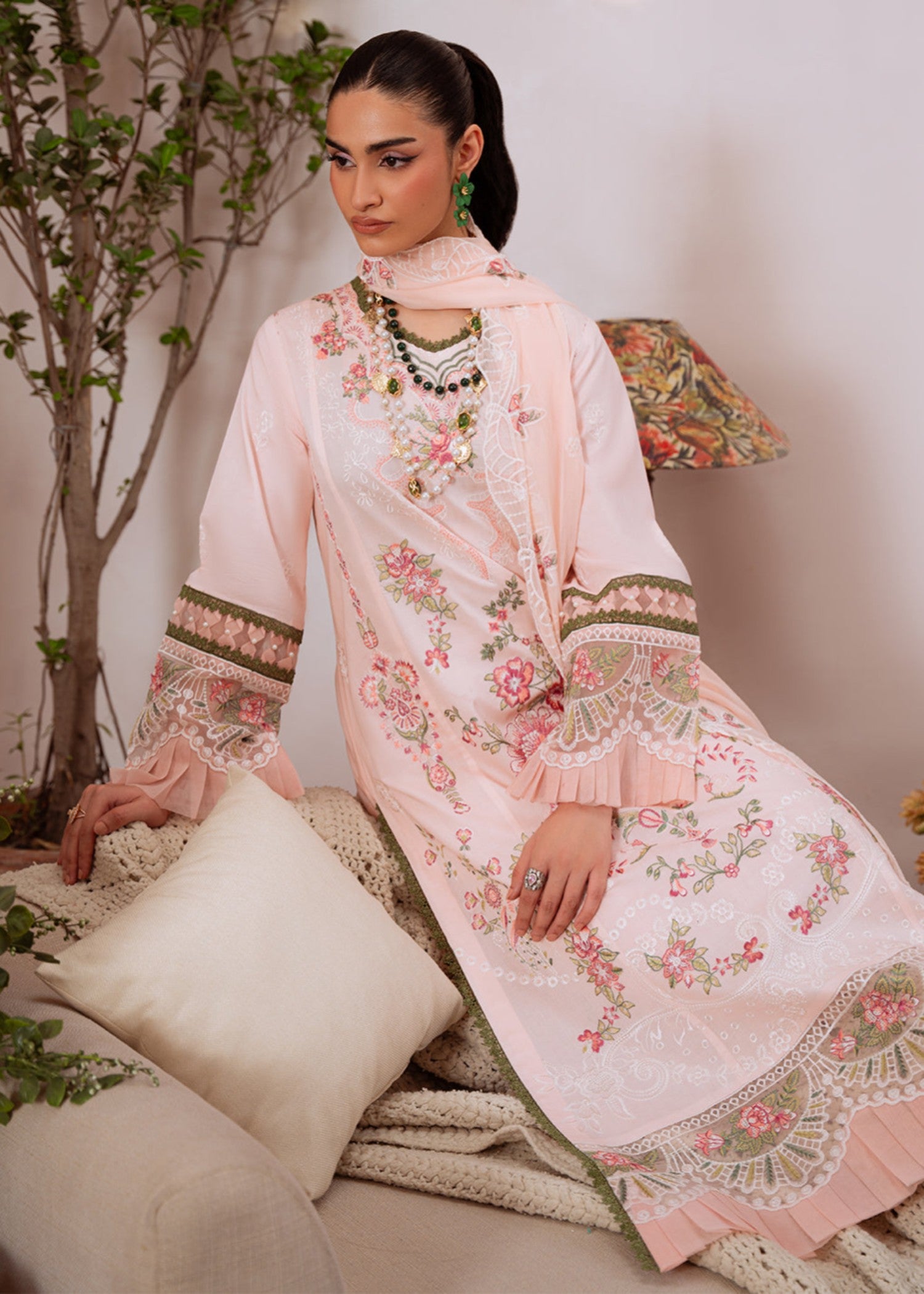 lawn Unstitched in Pastel pink