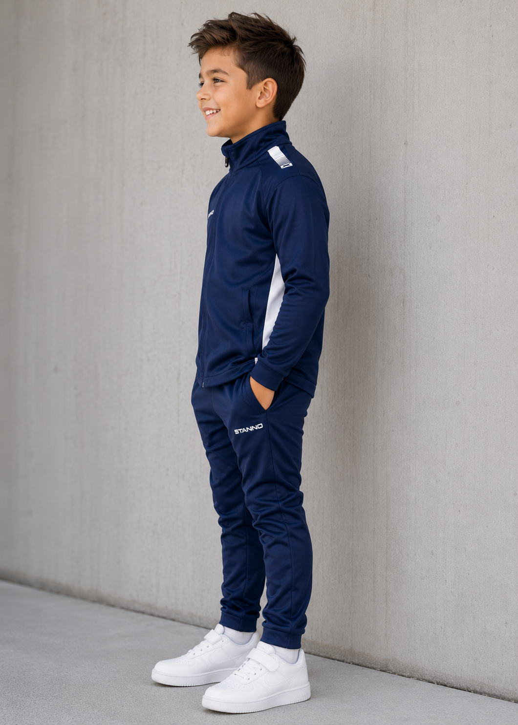 polyester Jacket in Navy blue, white
