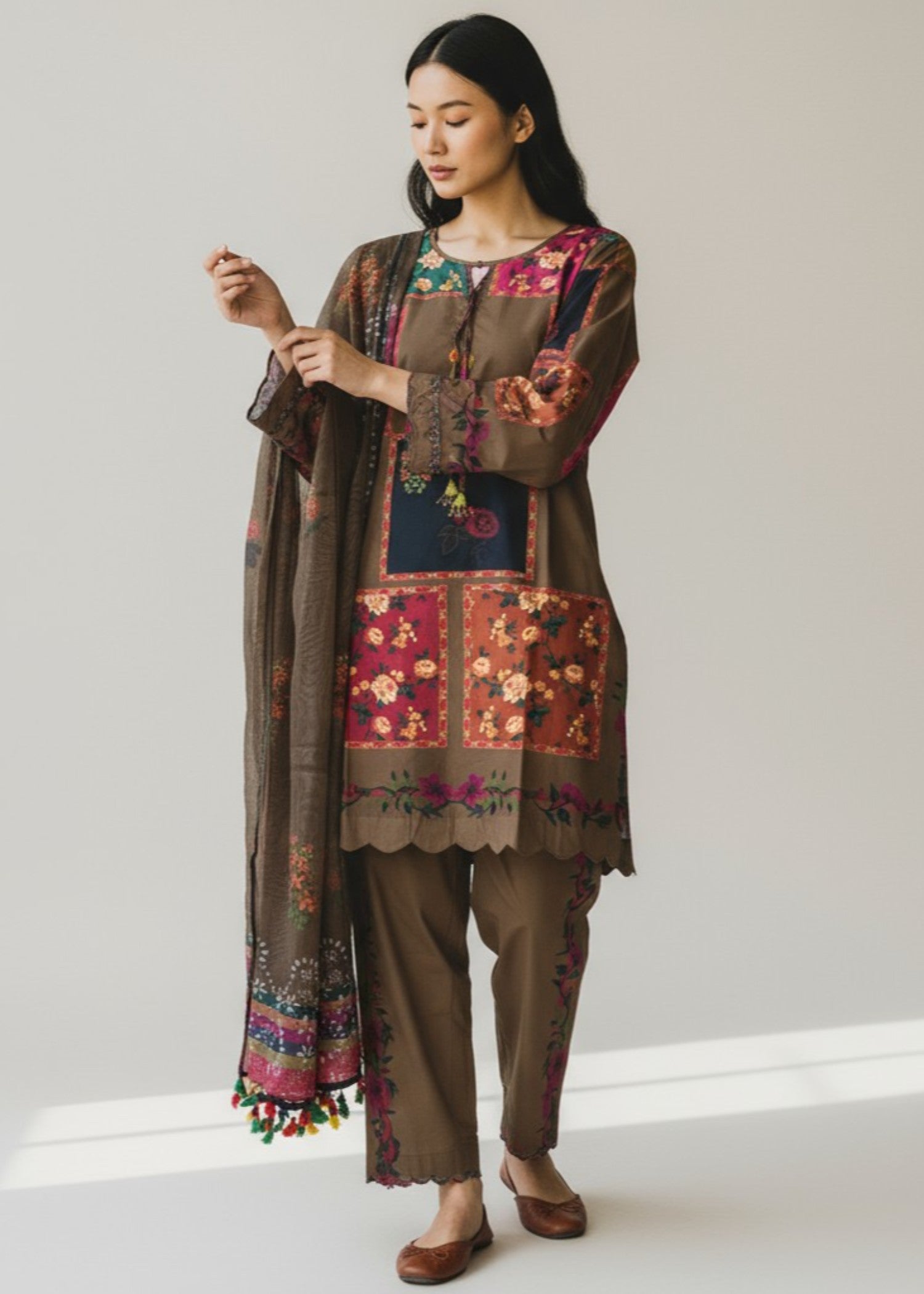 crepe Co Ord Sets in Chocolate brown