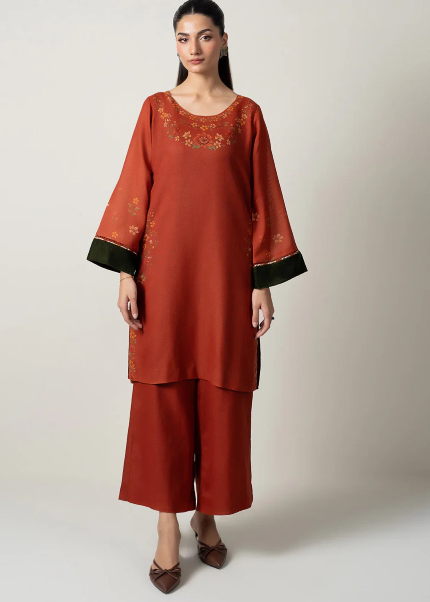 crepe Kurti in Brown