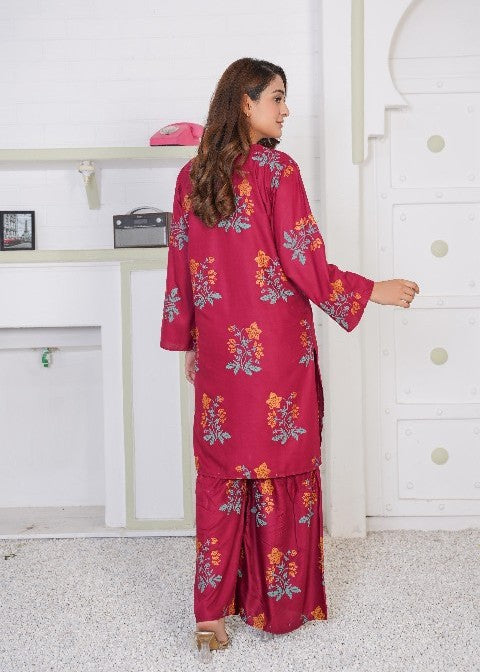 linen Gharara in Maroon