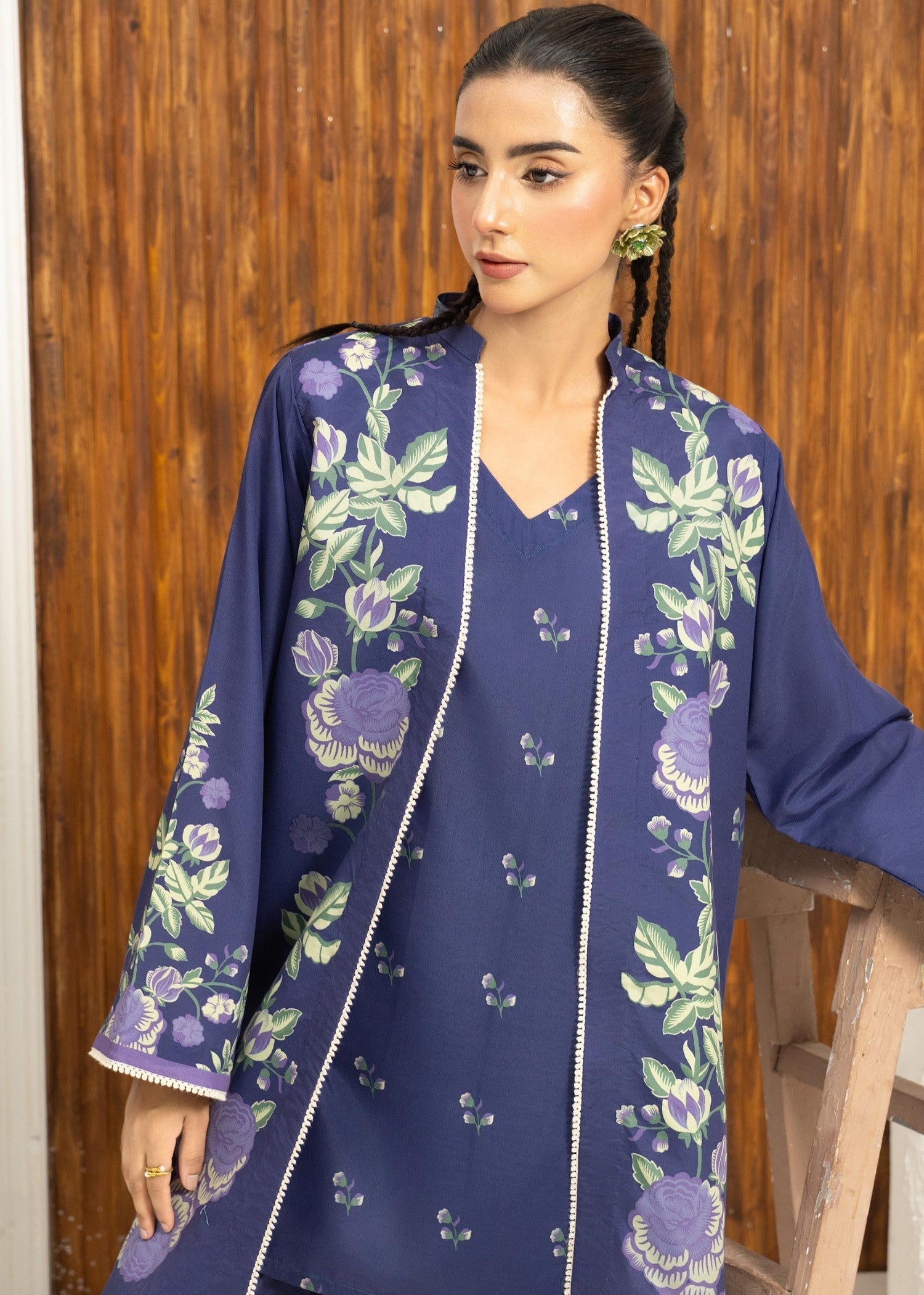 lawn Gown in Navy blue