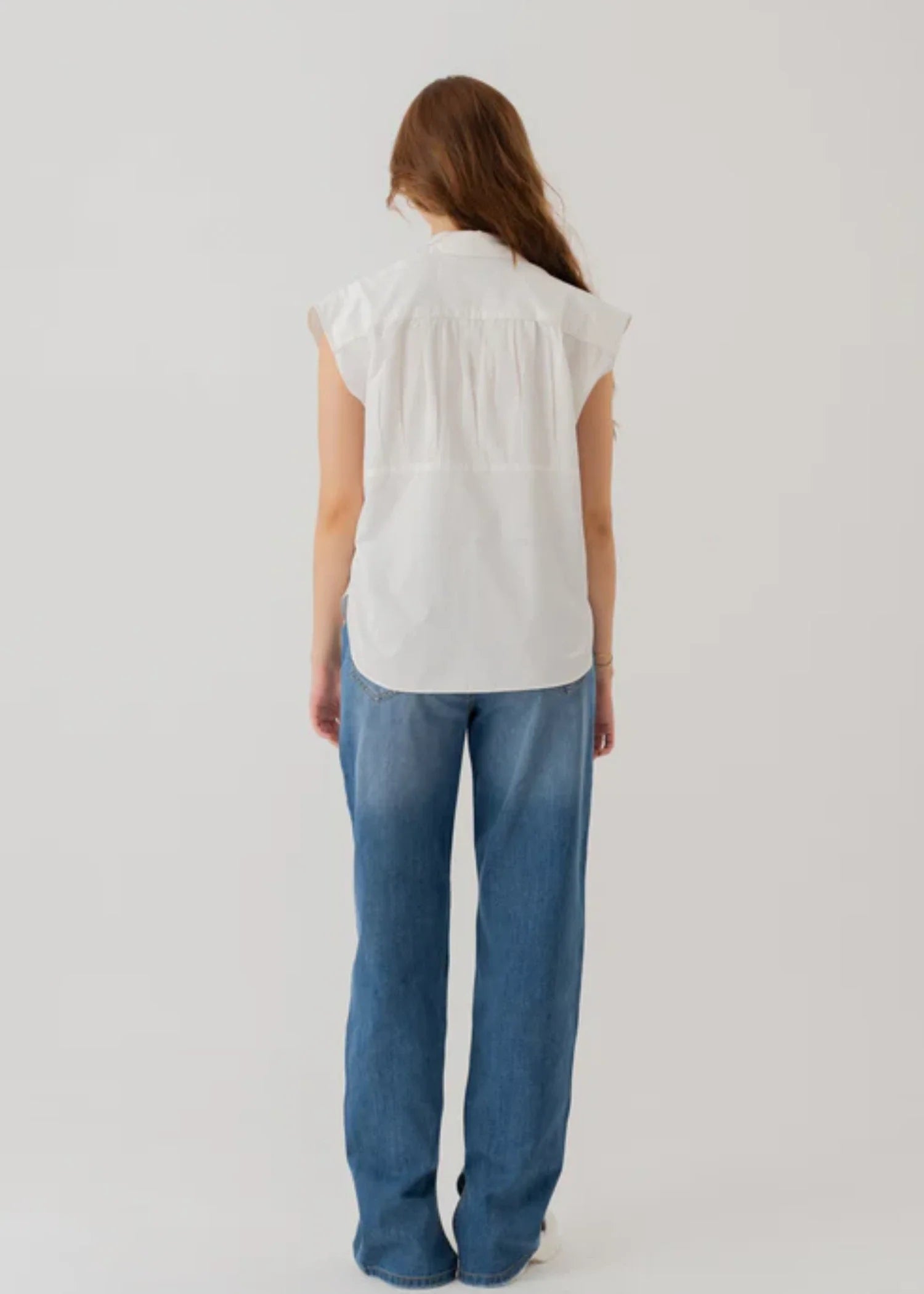 cotton satin Top in White