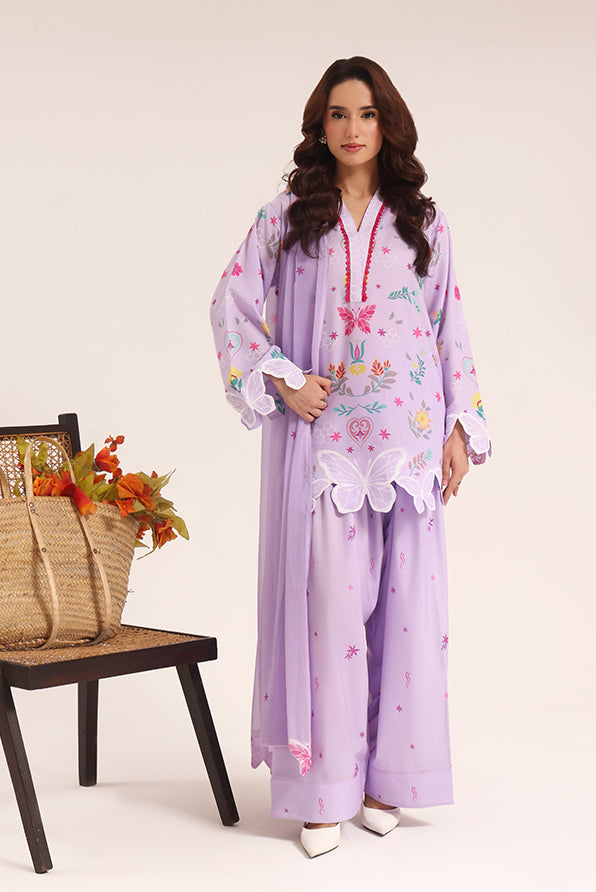 swiss lawn Kurta Set in Lilac
