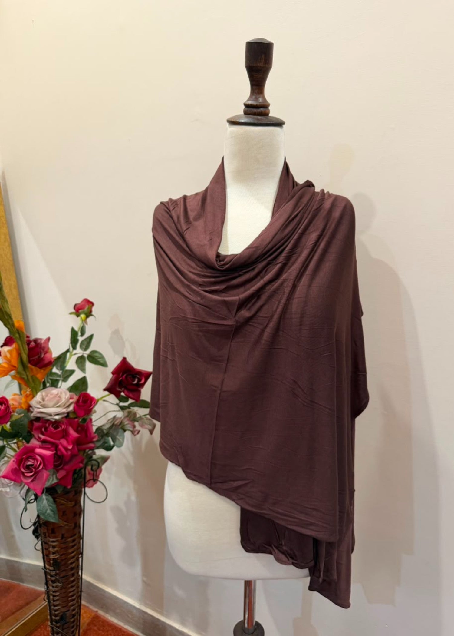 jersey knit Hijab in Dark brown