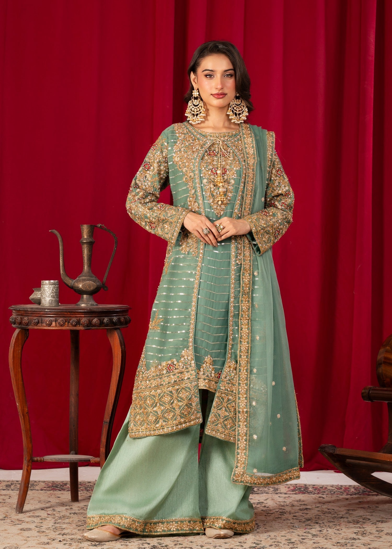 chiffon Gown in Pastel green