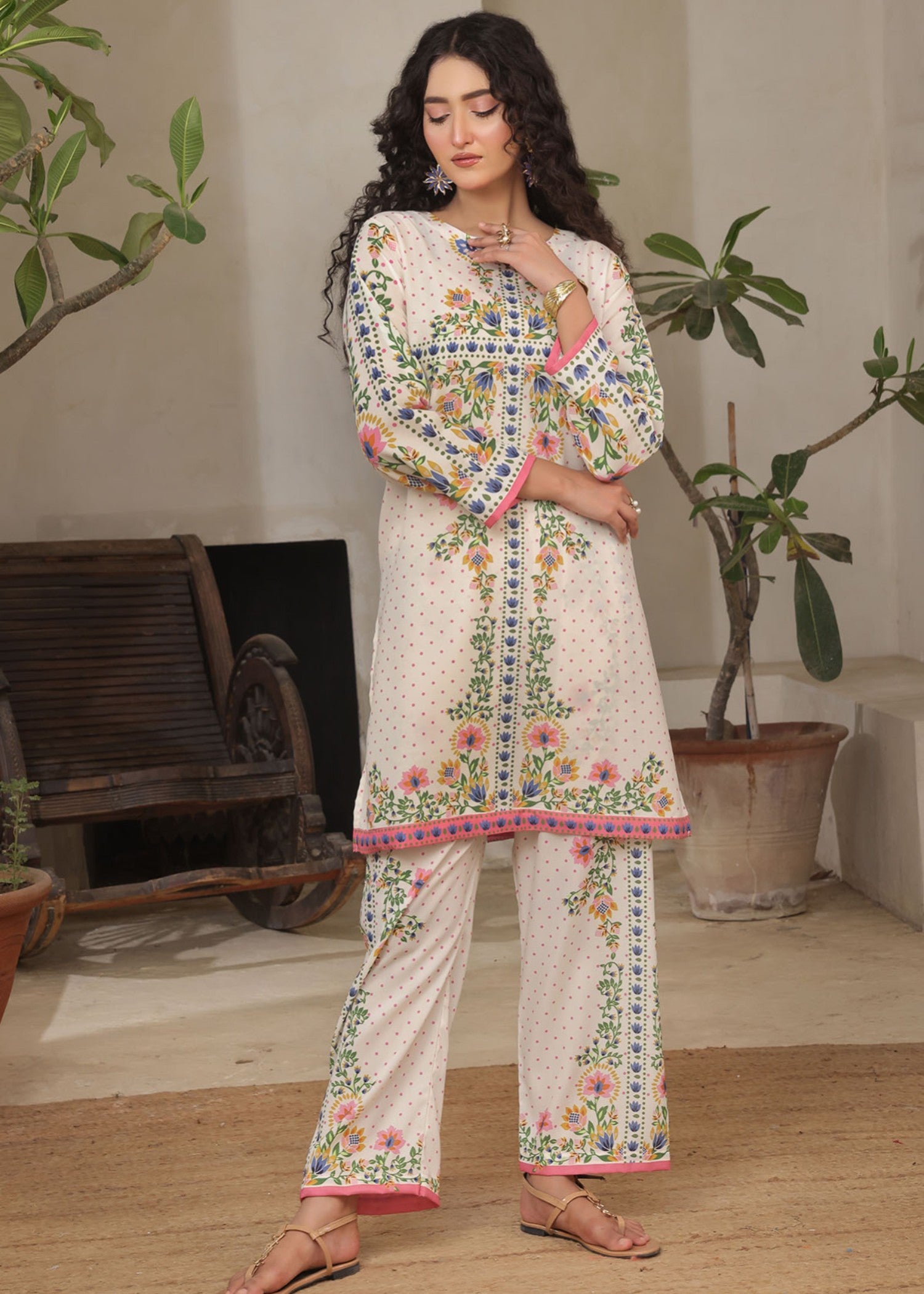 poly lawn Co Ord Sets in Tea rose pink
